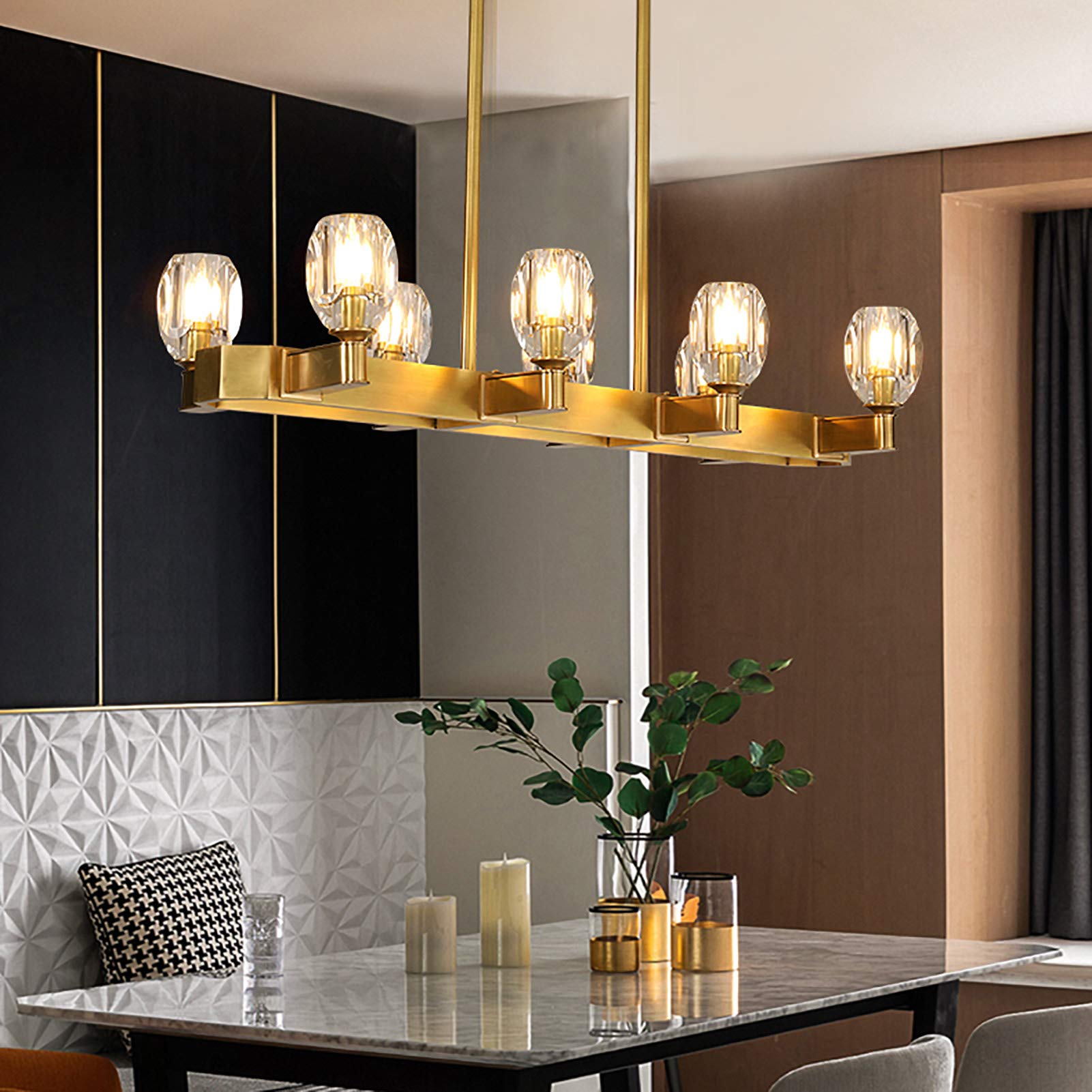 Crystal Shade Linear Chandelier-konalight