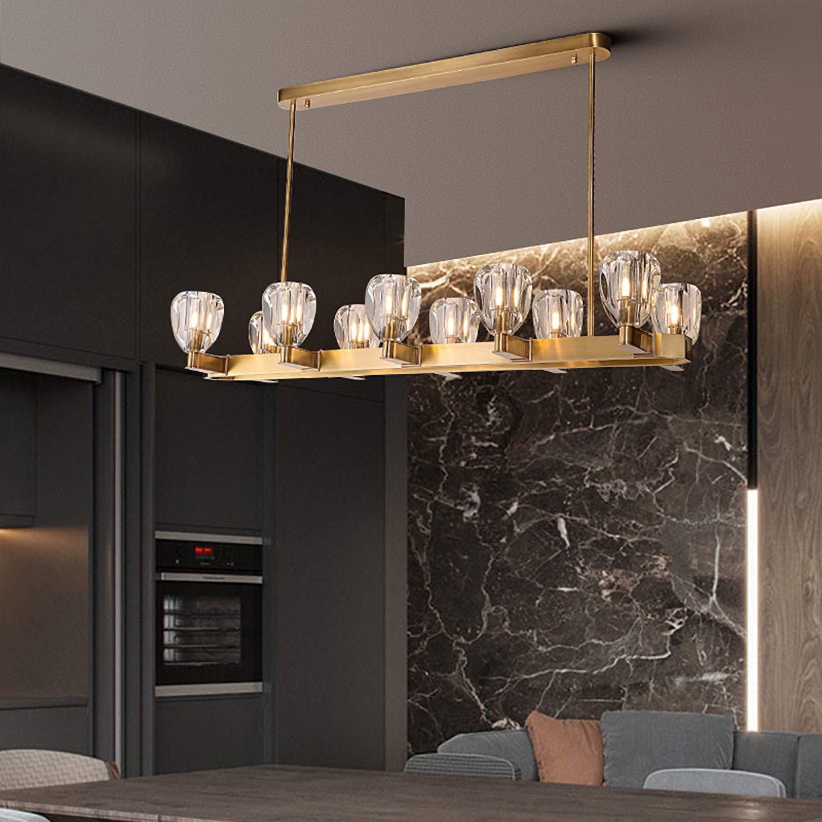 Crystal Shade Linear Chandelier-konalight