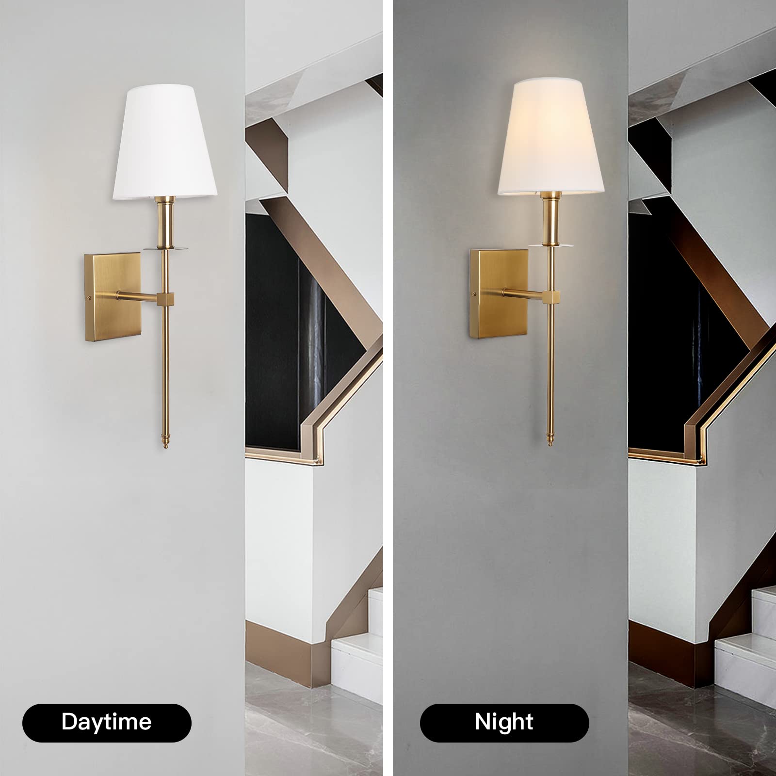 Torch Fabric Shade Wall Sconce-lampselegant