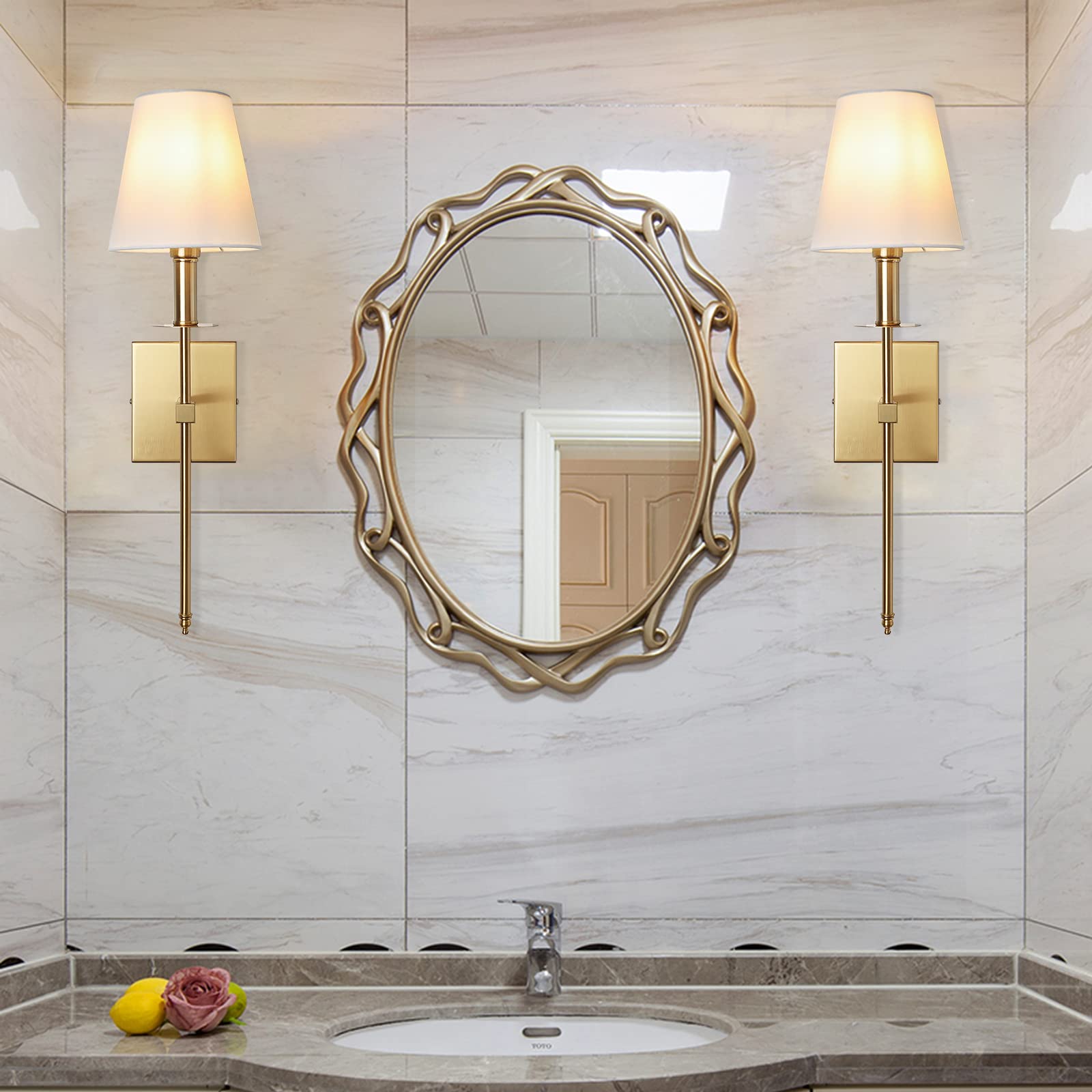 Torch Fabric Shade Wall Sconce-lampselegant