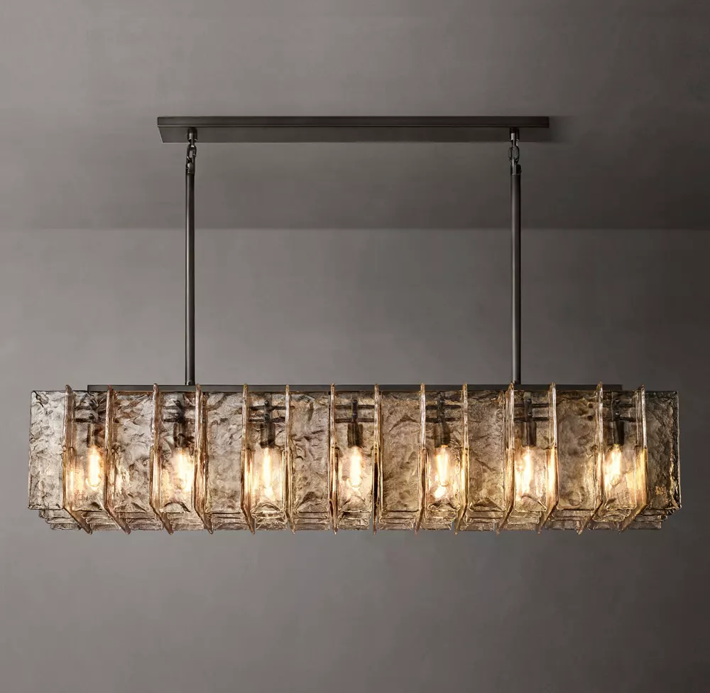 Lattice Smoke Glass Rectangular Chandelier
