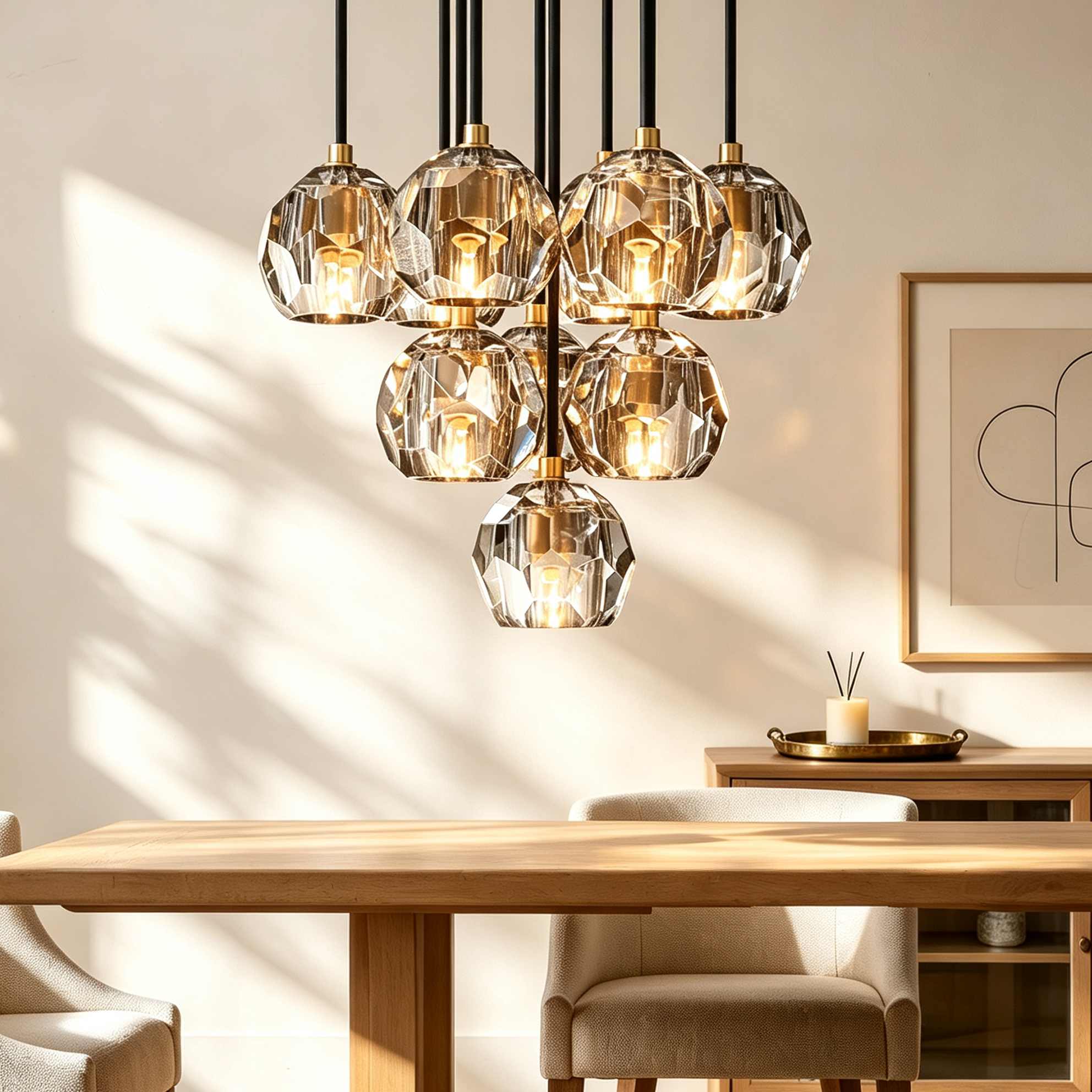 Boule De Crystal Ball Cluster Chandelier D14"-lampselegant