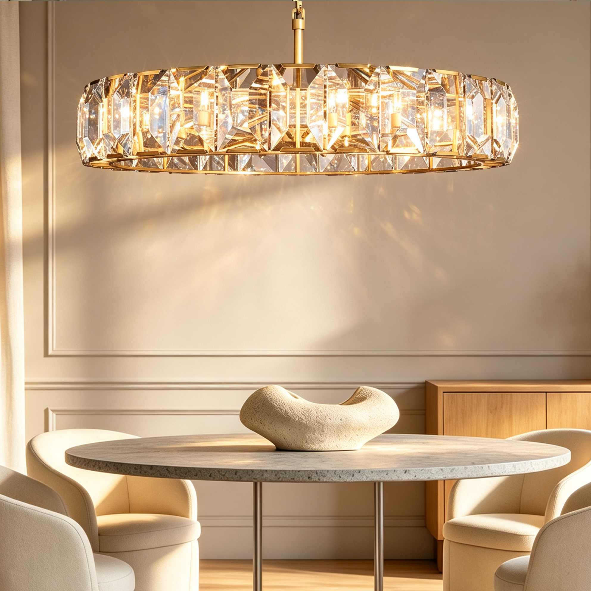 Harlow Crystal Round Chandelier 60"-lampselegant