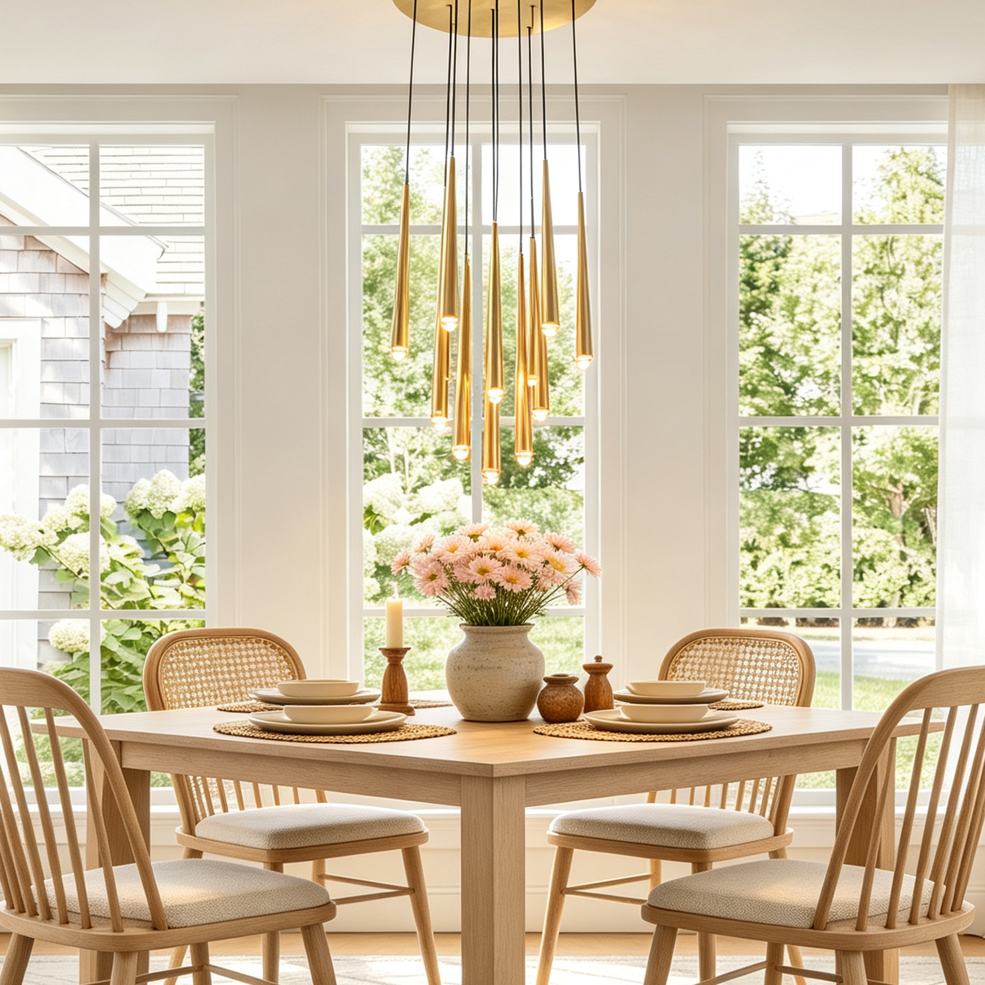 Aquinas Tapered Tubular Round Chandelier 24" For Kitchen Island Chandelier-lampselegant