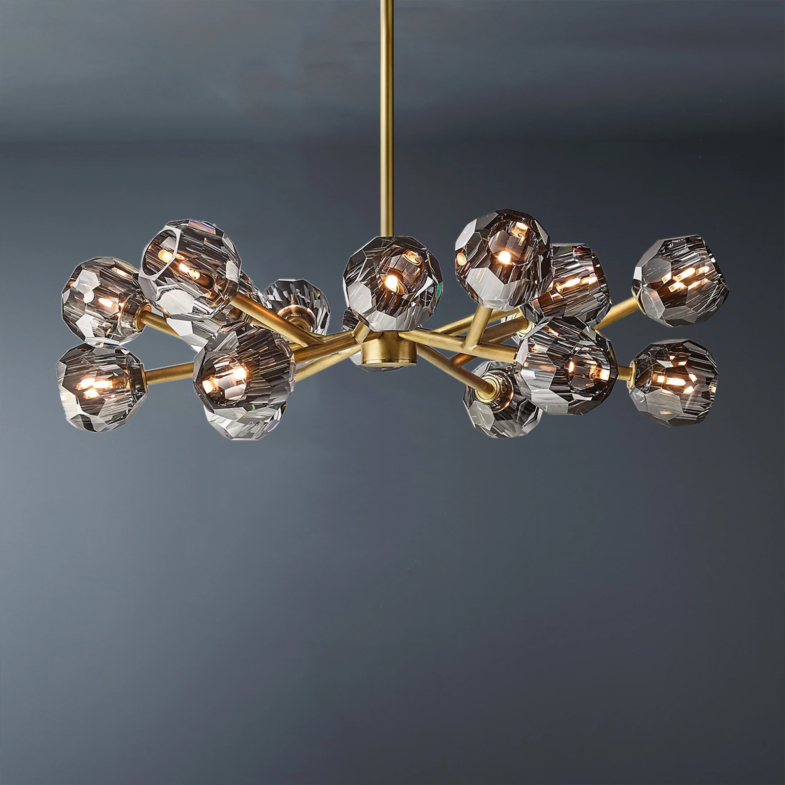 Boule De Crystal Ball Smoky Glass Round Chandelier 36"-konalight