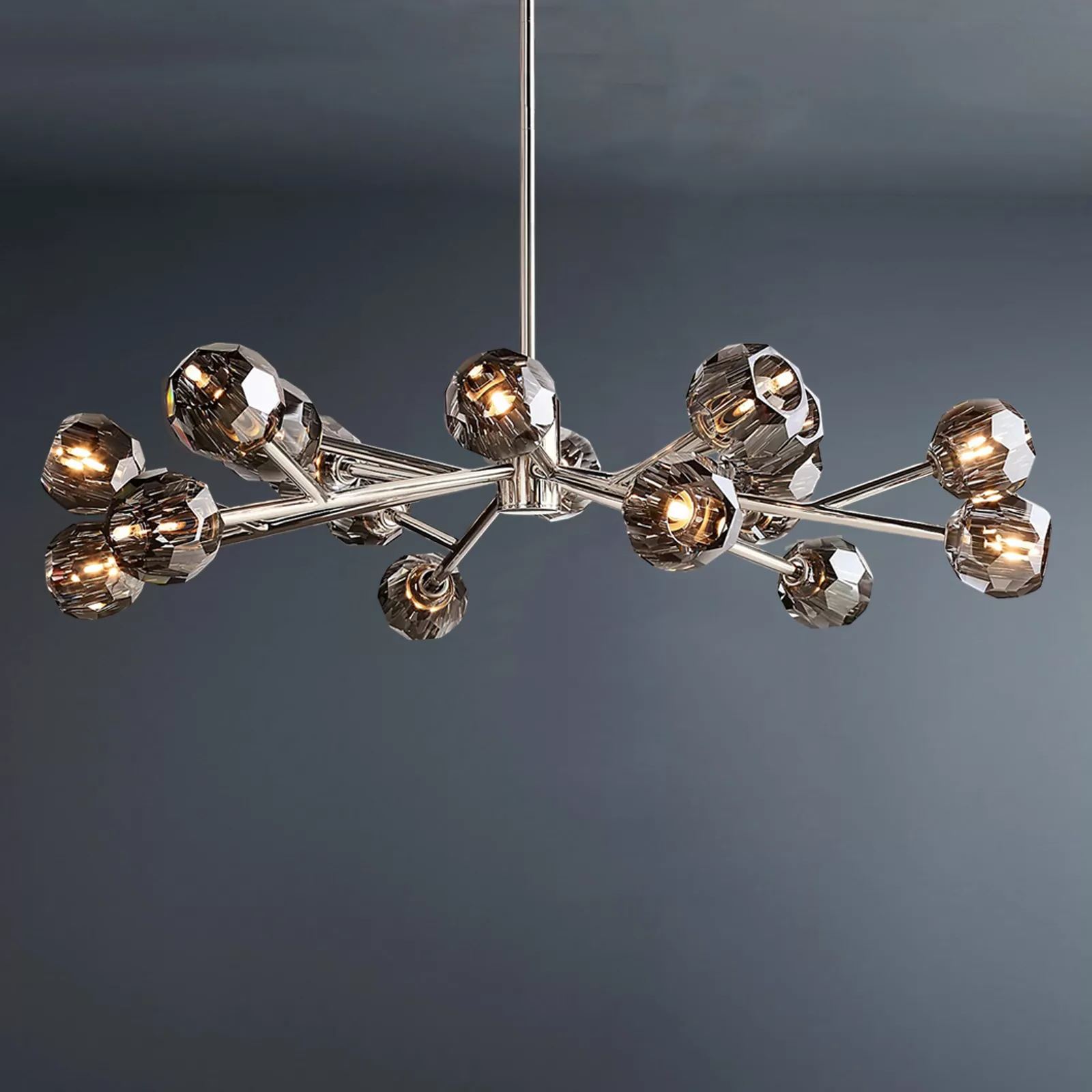 Boule De Crystal Ball Smoke Glass Round Chandelier 48"-konalight