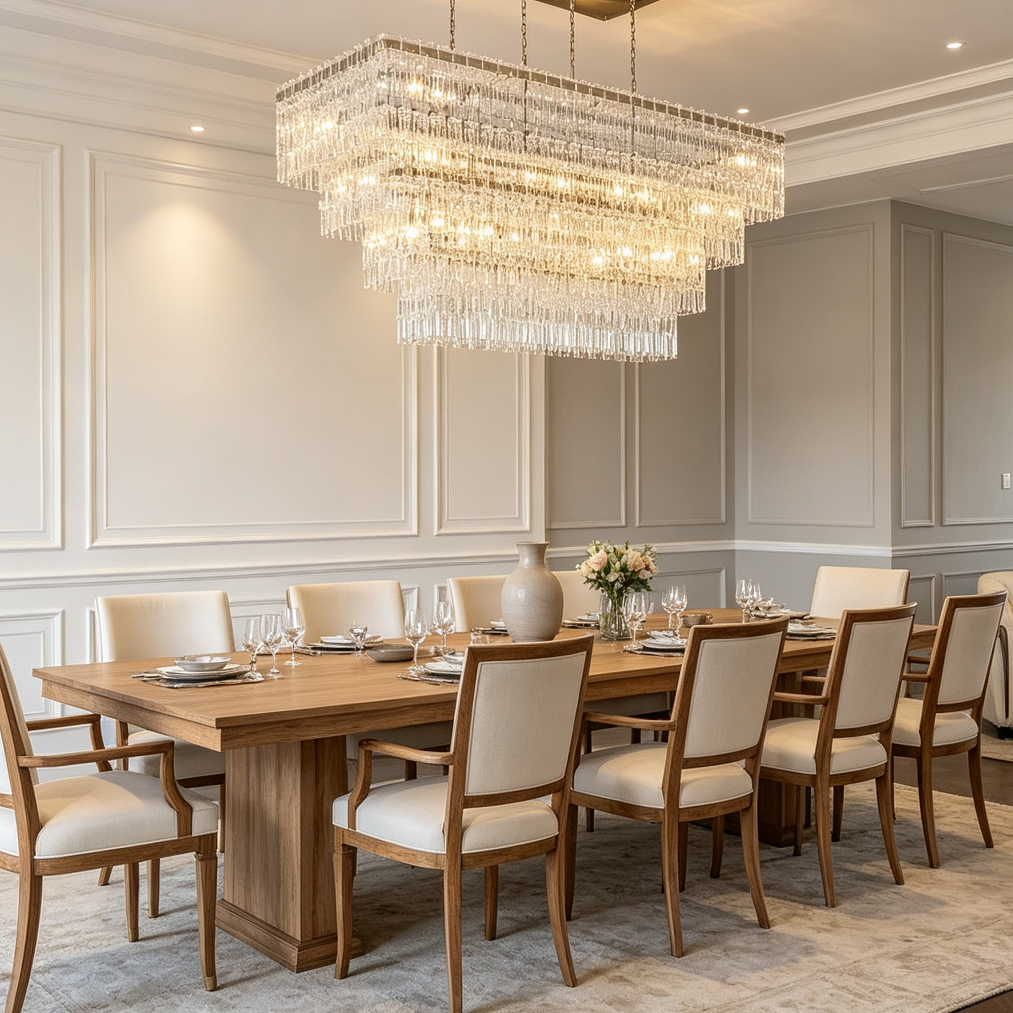 Marignan Tiered Rectangular Chandelier 60"