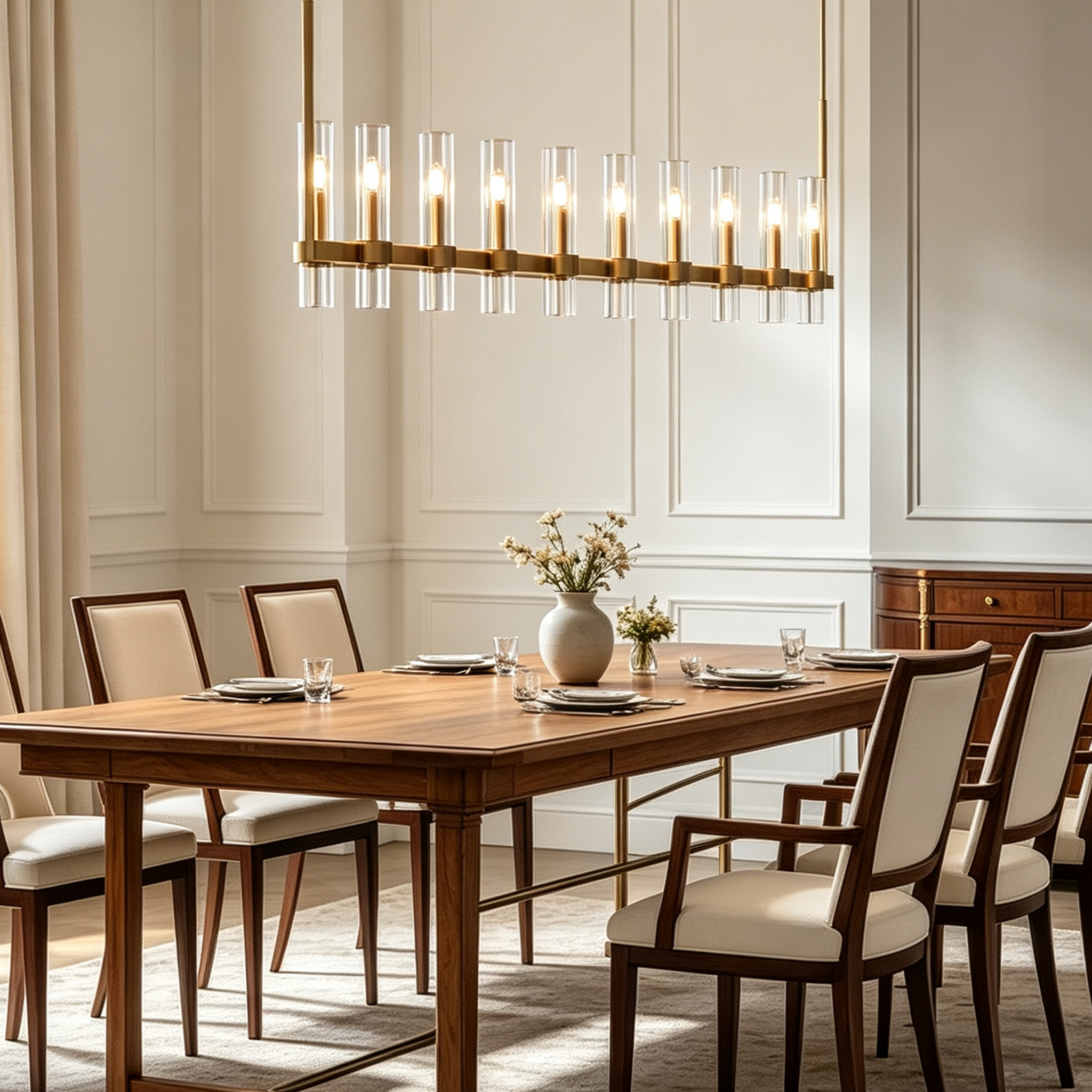Ravelle Linear Glass Chandelier 71"