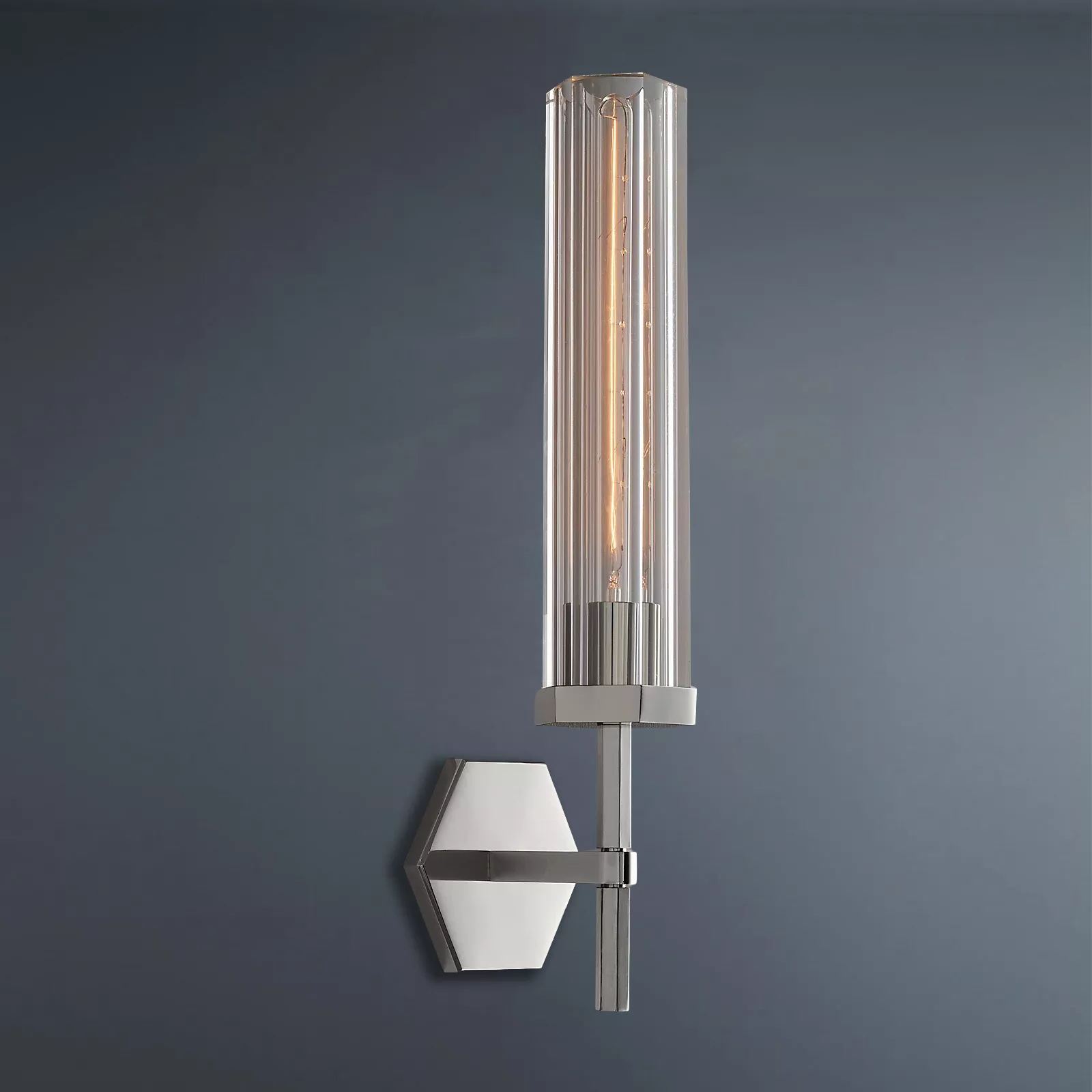 Lambeth Hexagonal Grand Brass Wall Sconce-konalight