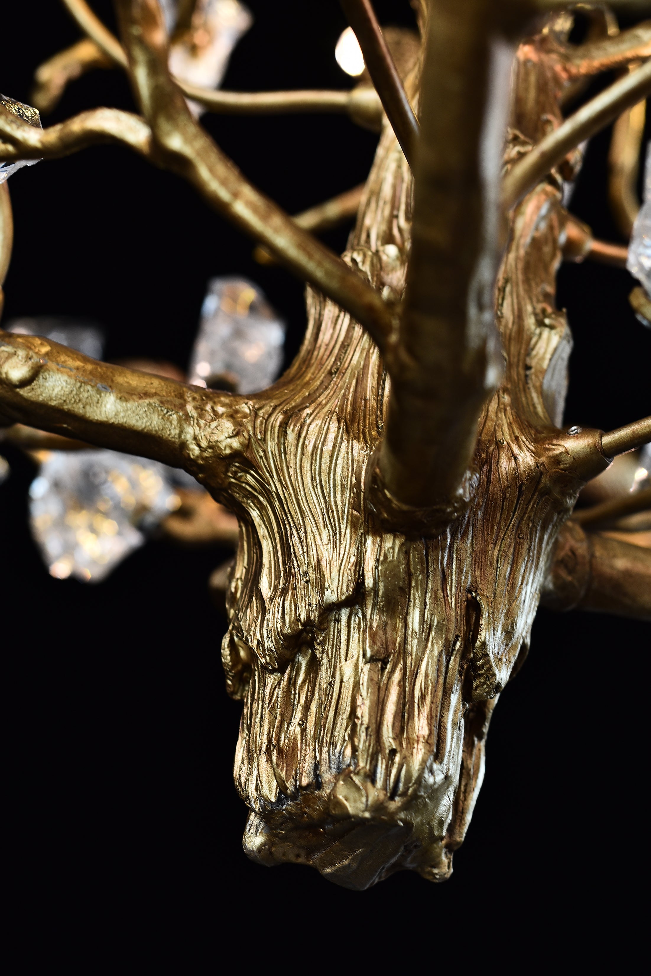 Branching Gemstone Brass Round Chandelier