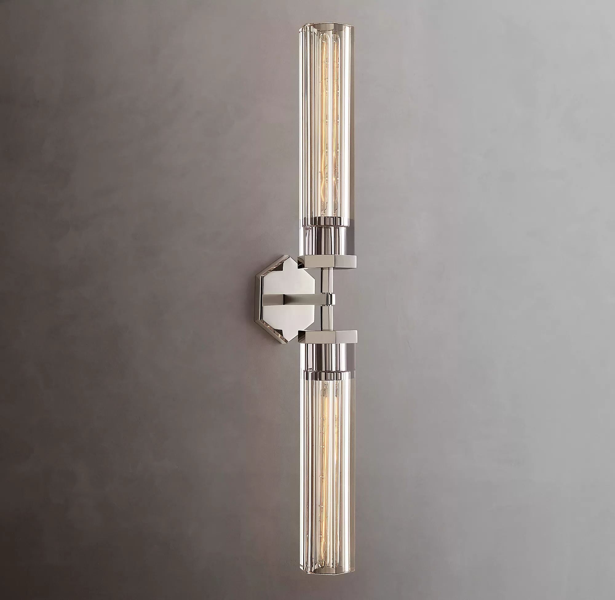 Lambeth Hexagonal Double Head Brass Wall Sconce-konalight