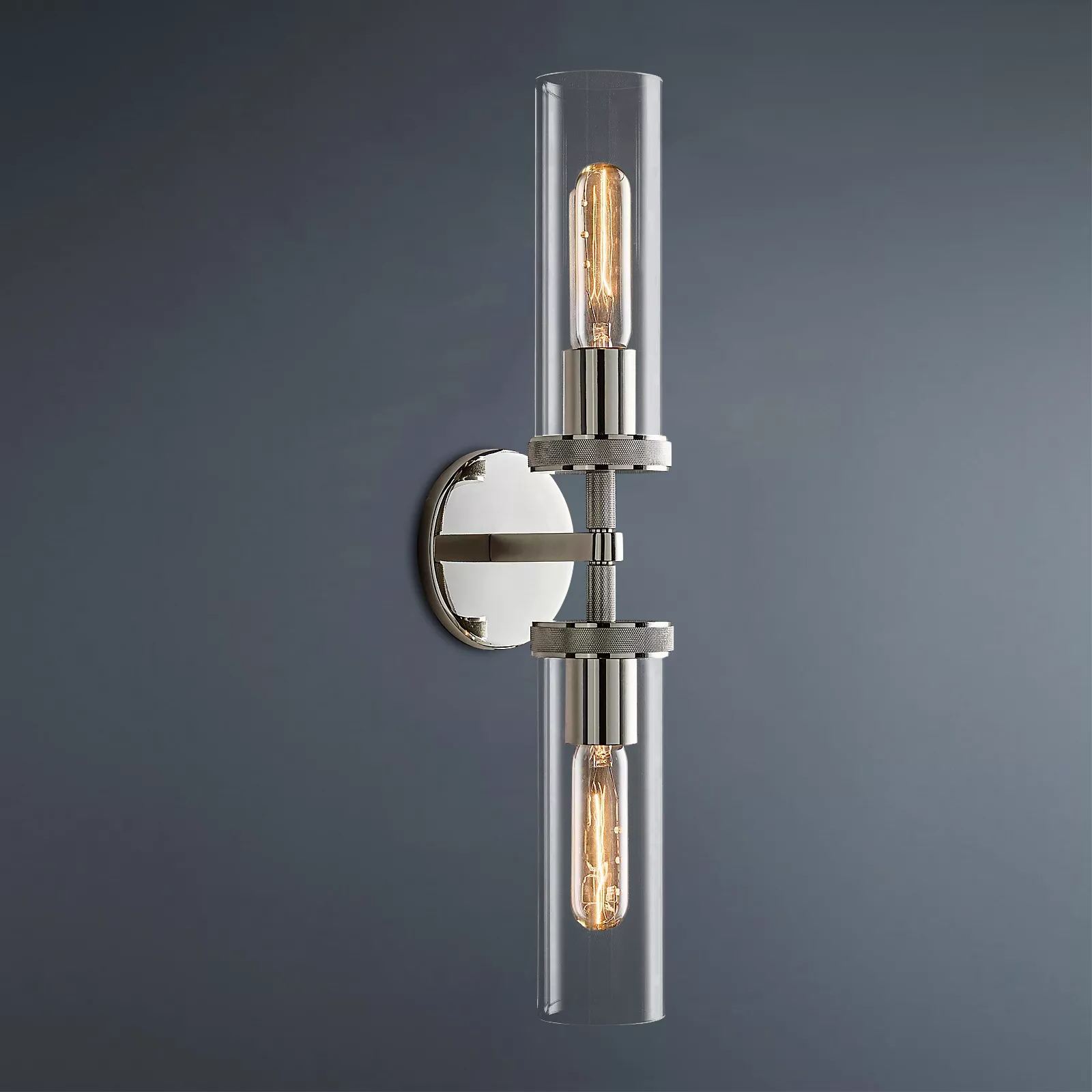 Embossed Tube Double Head Short Tube Wall Sconce-konalight