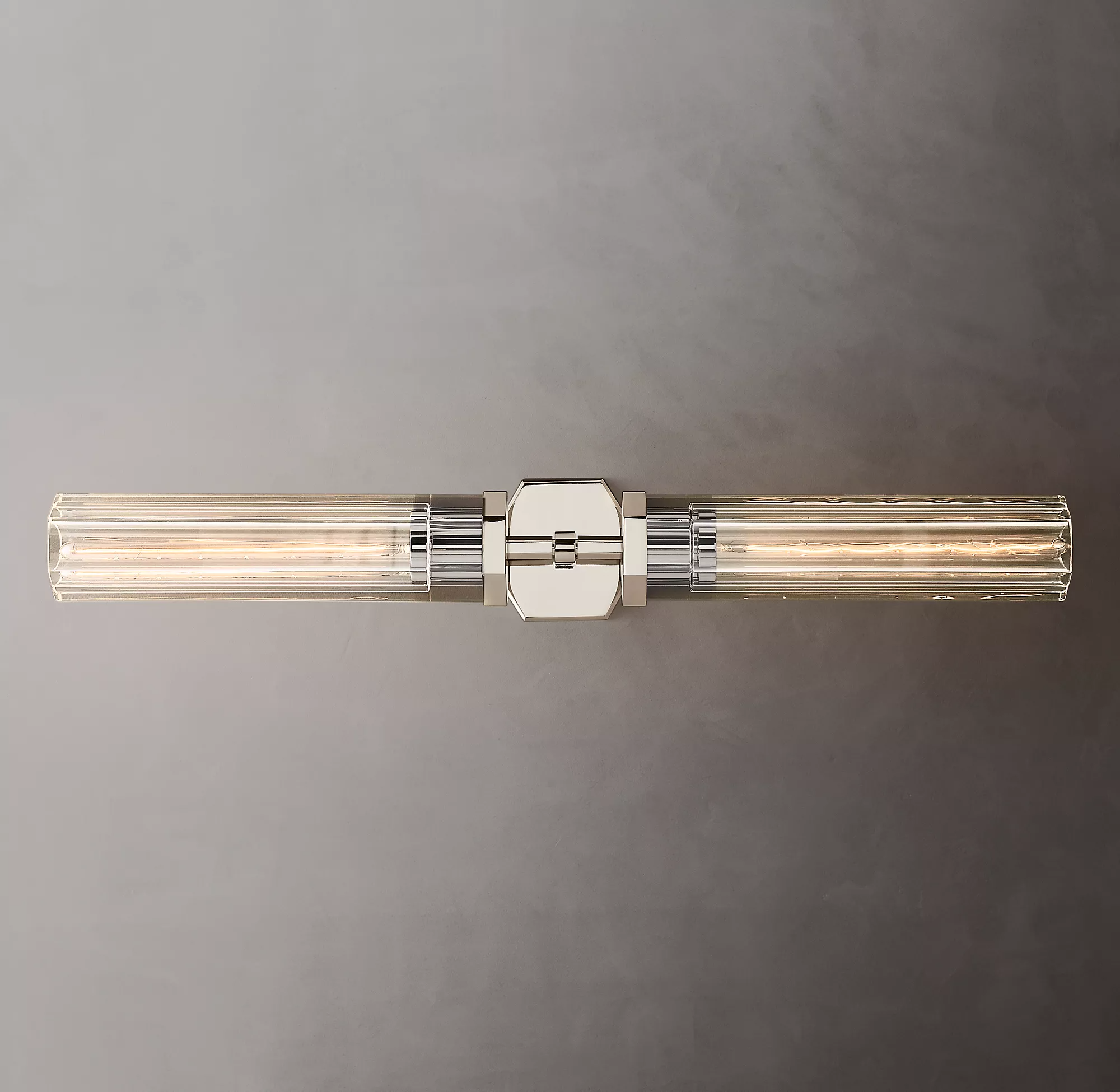 Lambeth Hexagonal Double Head Brass Wall Sconce-konalight