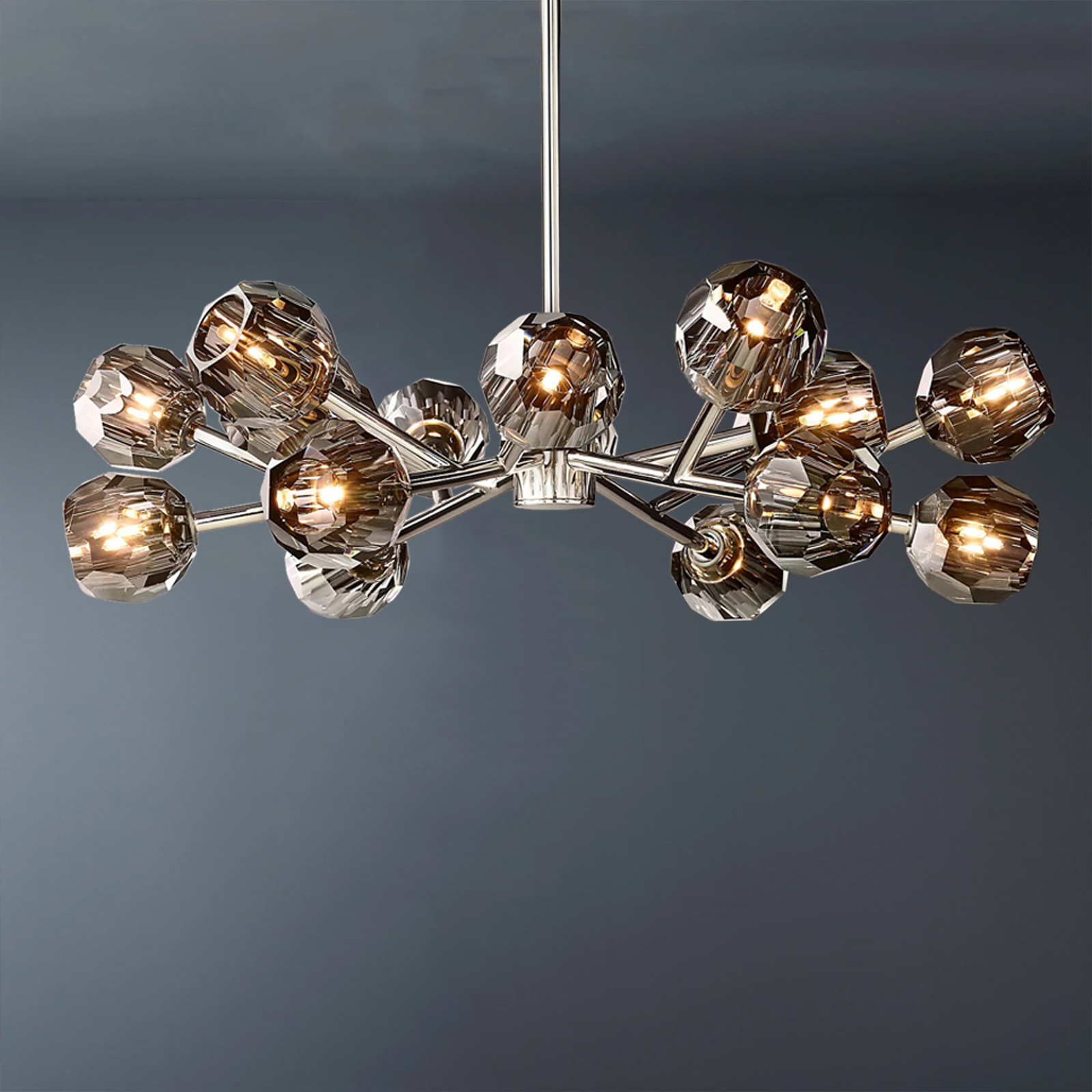 Boule De Crystal Ball Smoky Glass Round Chandelier 36"-konalight