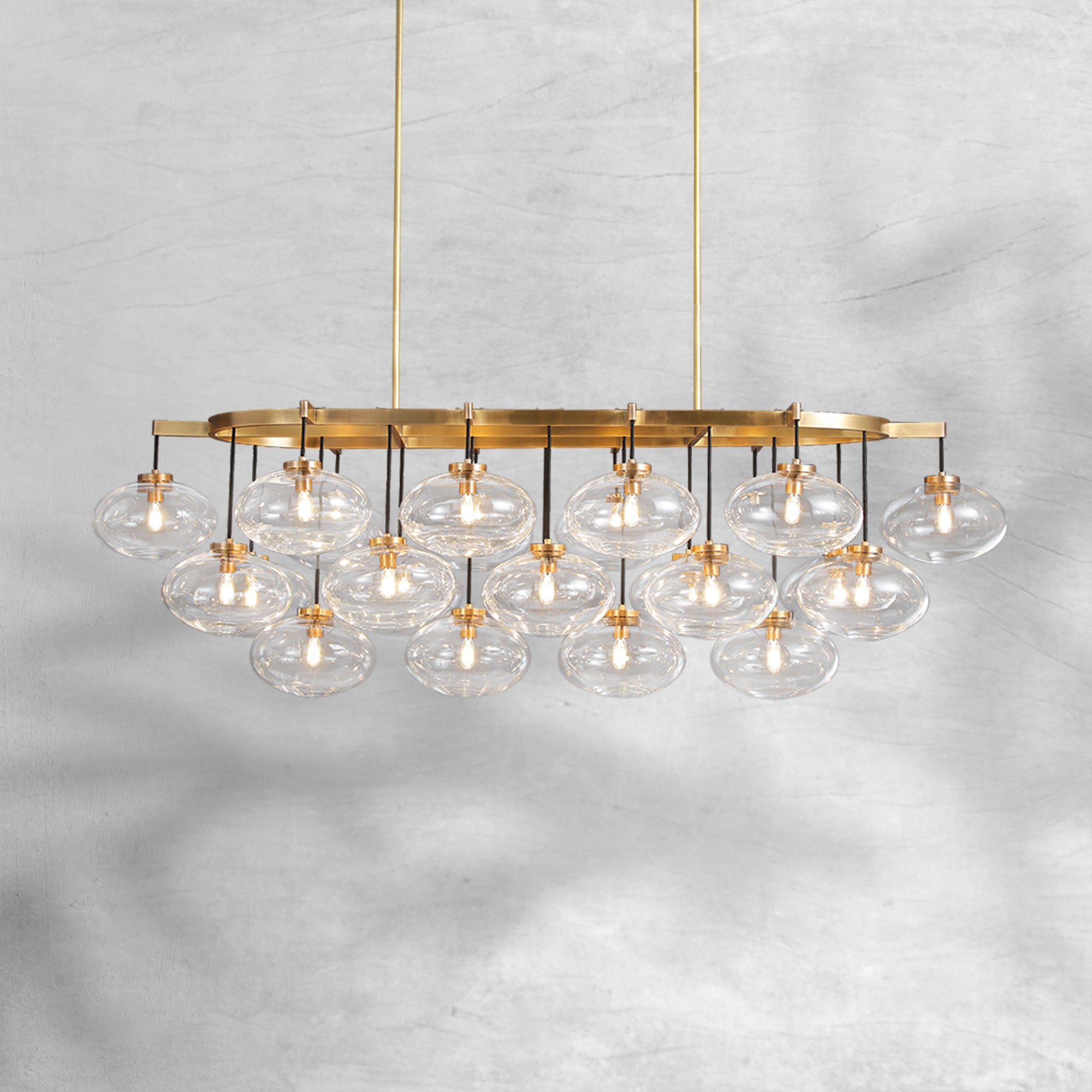 Curvette Clear Glass Linear Chandelier 72"