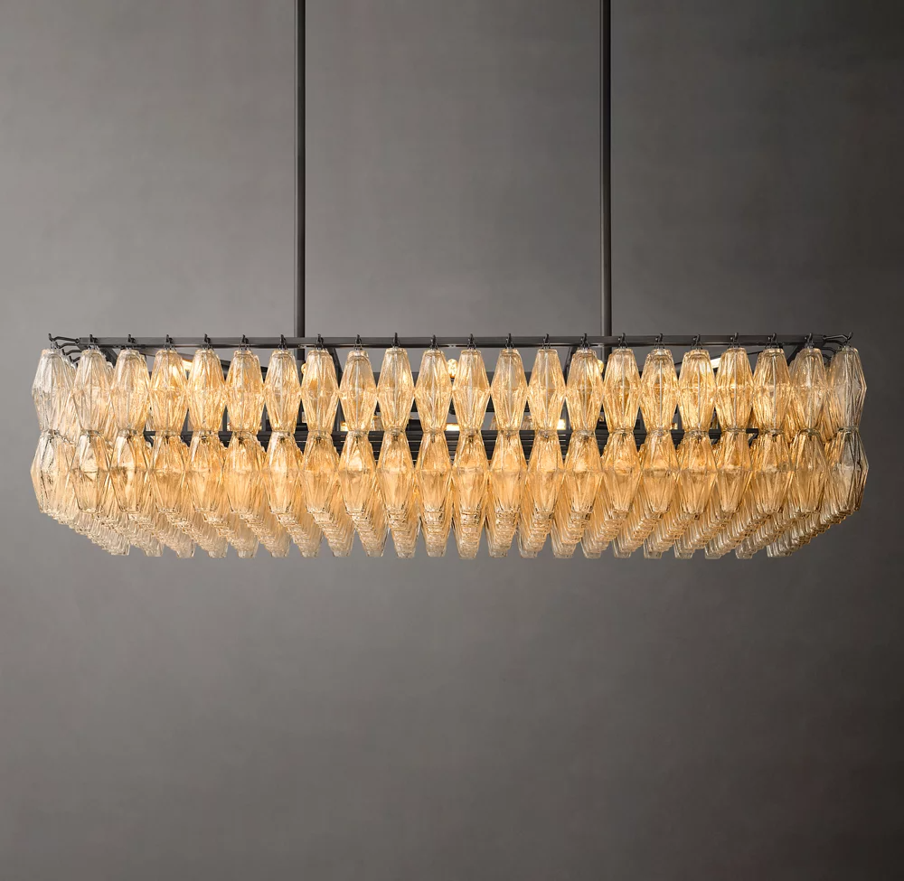Mia Glass Rectangular Chandelier 54" For Dinning Room-konalight