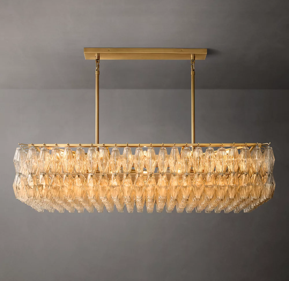 Mia Glass Rectangular Chandelier 54" For Dinning Room-konalight