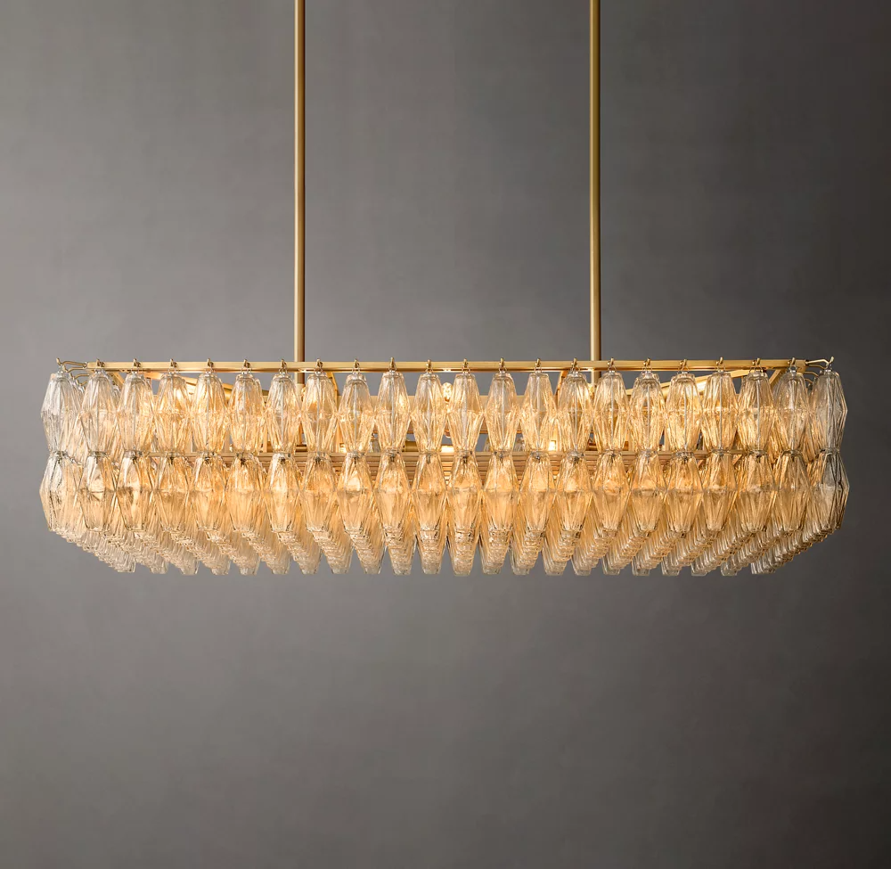 Mia Glass Rectangular Chandelier 54" For Dinning Room-konalight
