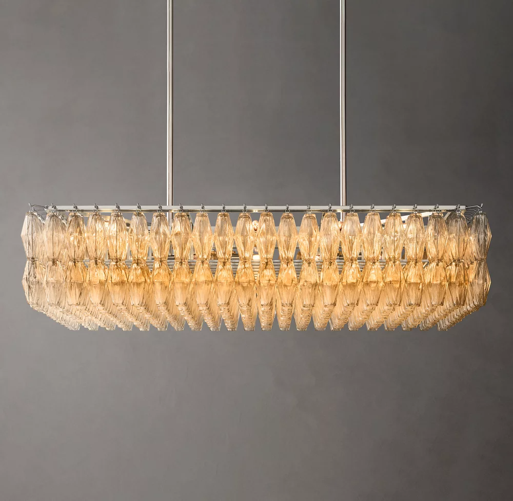 Mia Glass Rectangular Chandelier 54" For Dinning Room-konalight