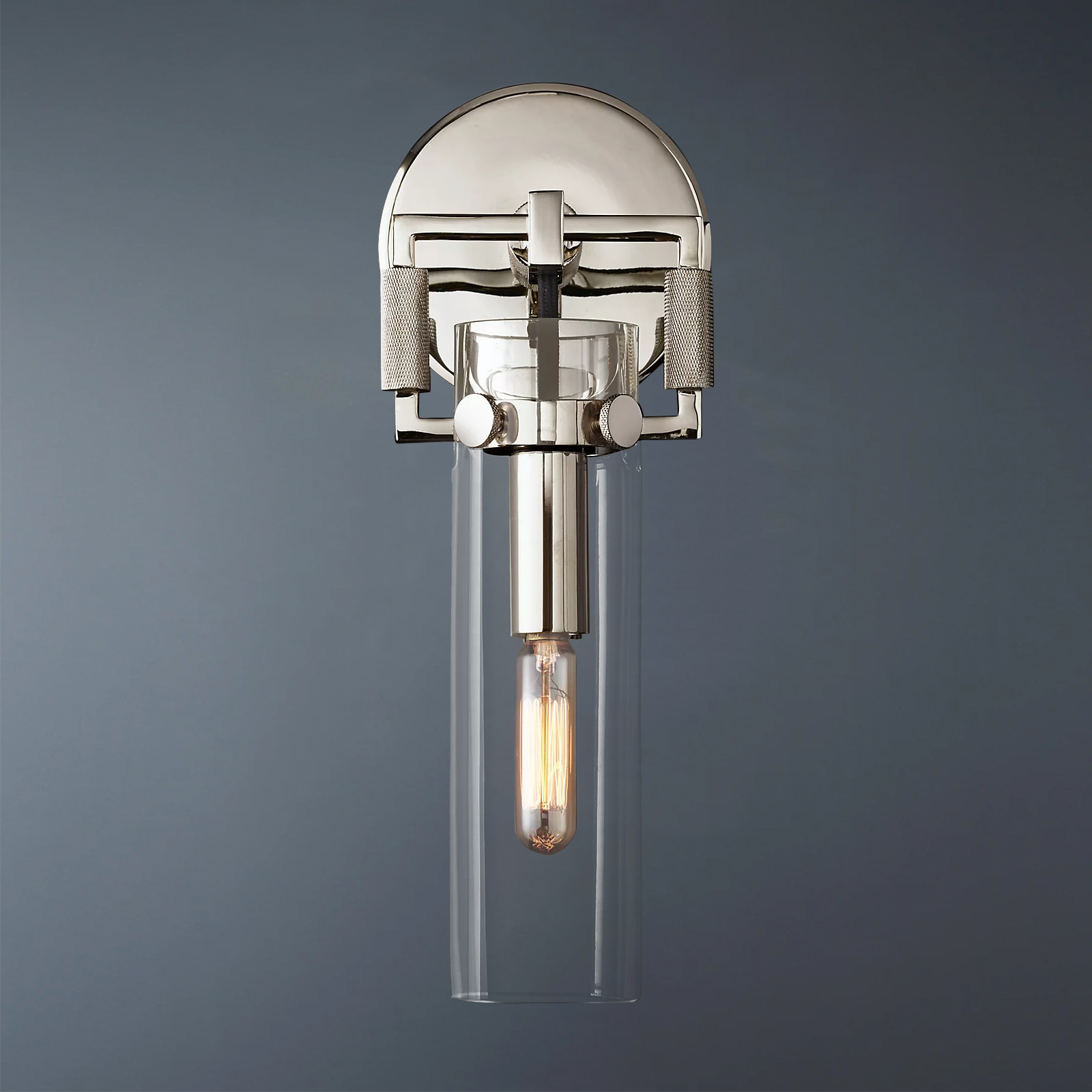 Machinist Glass Cylinder Wall Sconce 9" For Dining Room-konalight