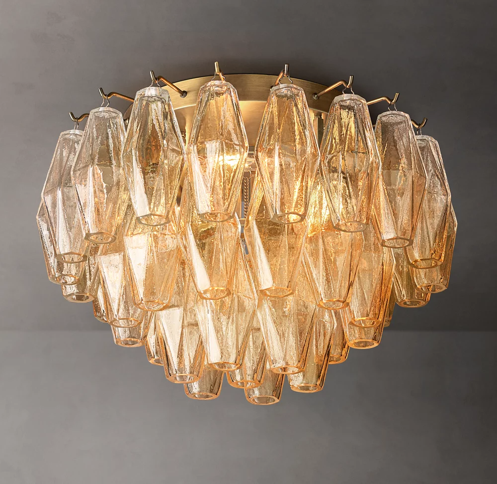 Mia Clear Glass Flushmount Chandelier For Dinning Room-konalight