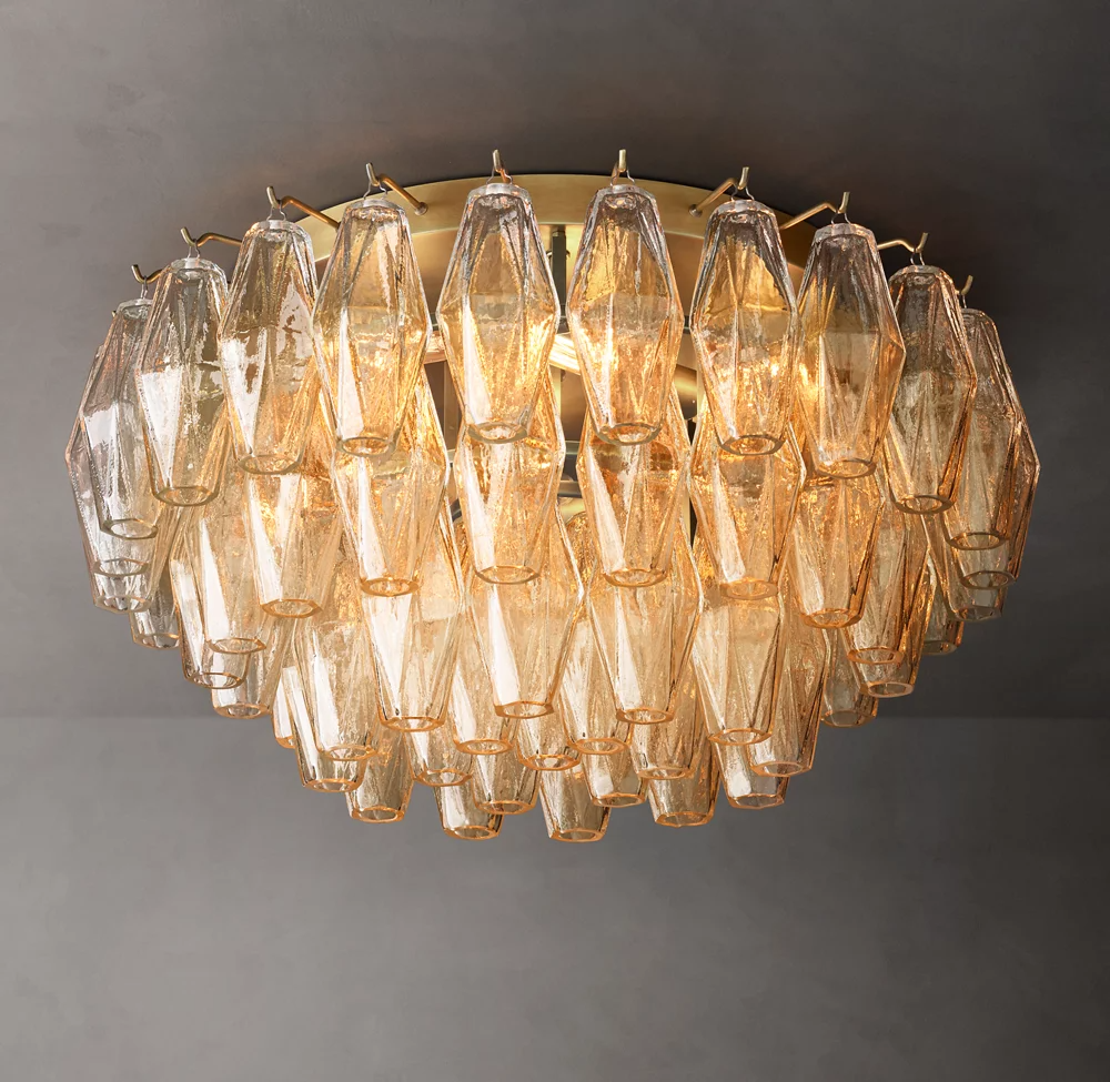 Mia Clear Glass Flushmount Chandelier For Dinning Room