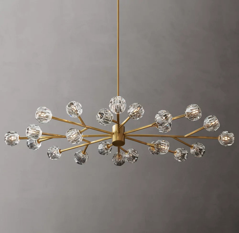 Boule De Crystal Ball Clear Glass Round Chandelier 72"-konalight