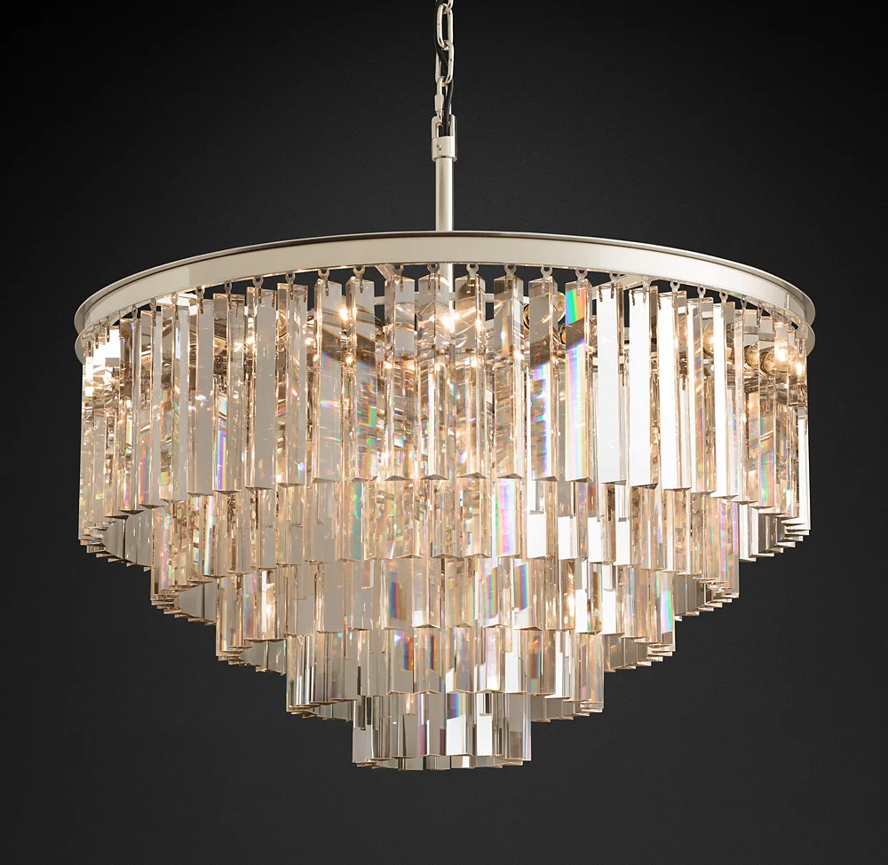 Multi-tier Crystal 1920s Odeon Round Chandelier Modern Lighting D32"-konalight
