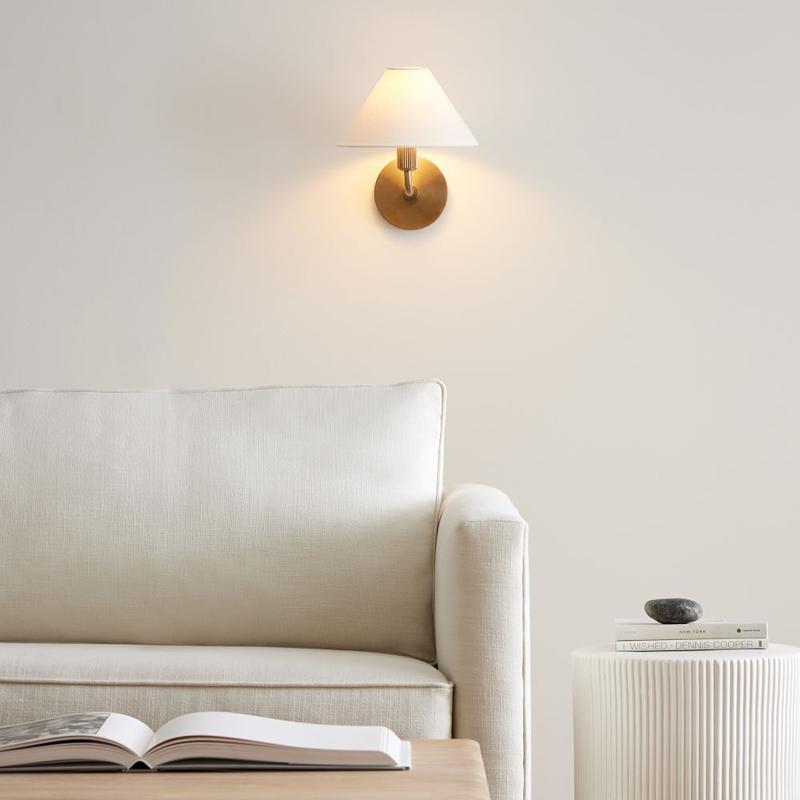 Montfaucon Tapered Linen Shade For Sconce Modern Wall Lamp-konalight