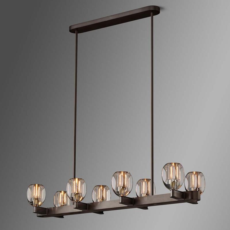 Crystal Shade Linear Chandelier-konalight