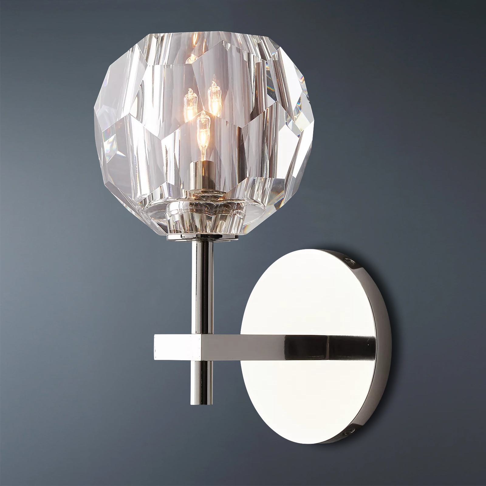 Boule De Crystal Ball Clear/Smoke Glass Wall Sconce-konalight