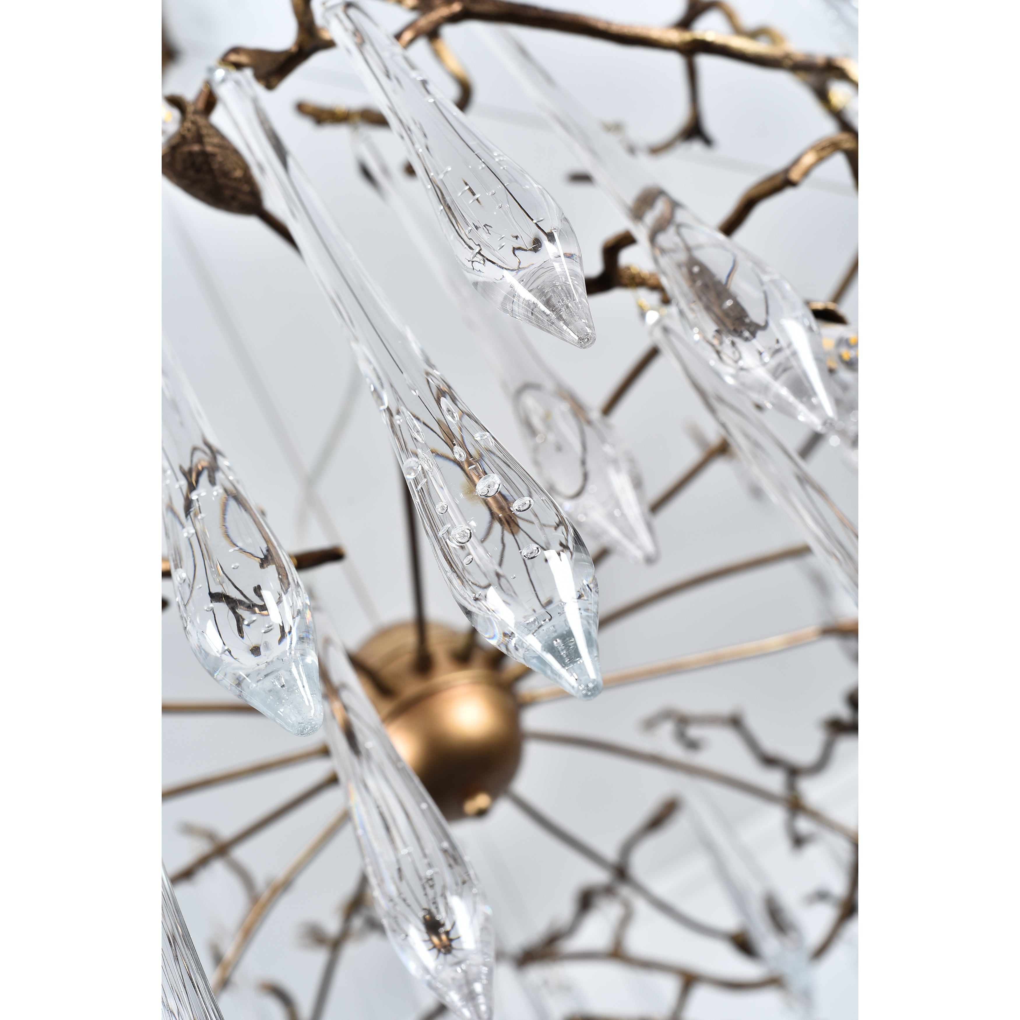 Branching Brass Extended Teardrop Round Chandelier-konalight
