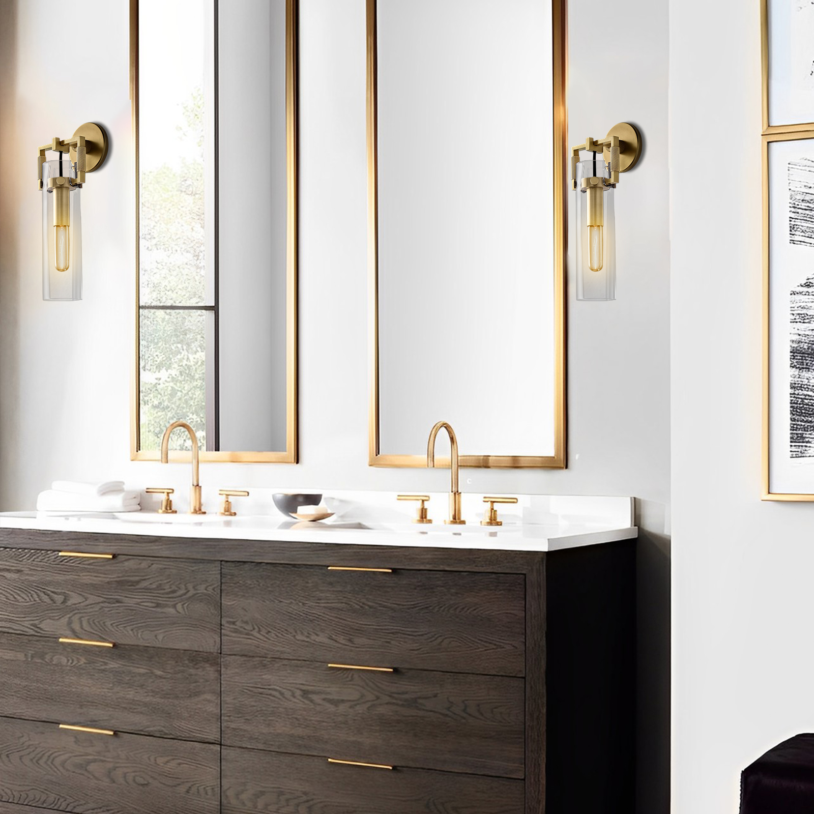 Machinist Glass Cylinder Wall Sconce 9" For Dining Room-konalight