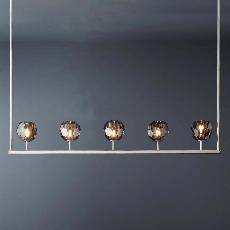 Boule De Crystal Ball Clear/Smoke Glass Linear Chandelier 48"-konalight