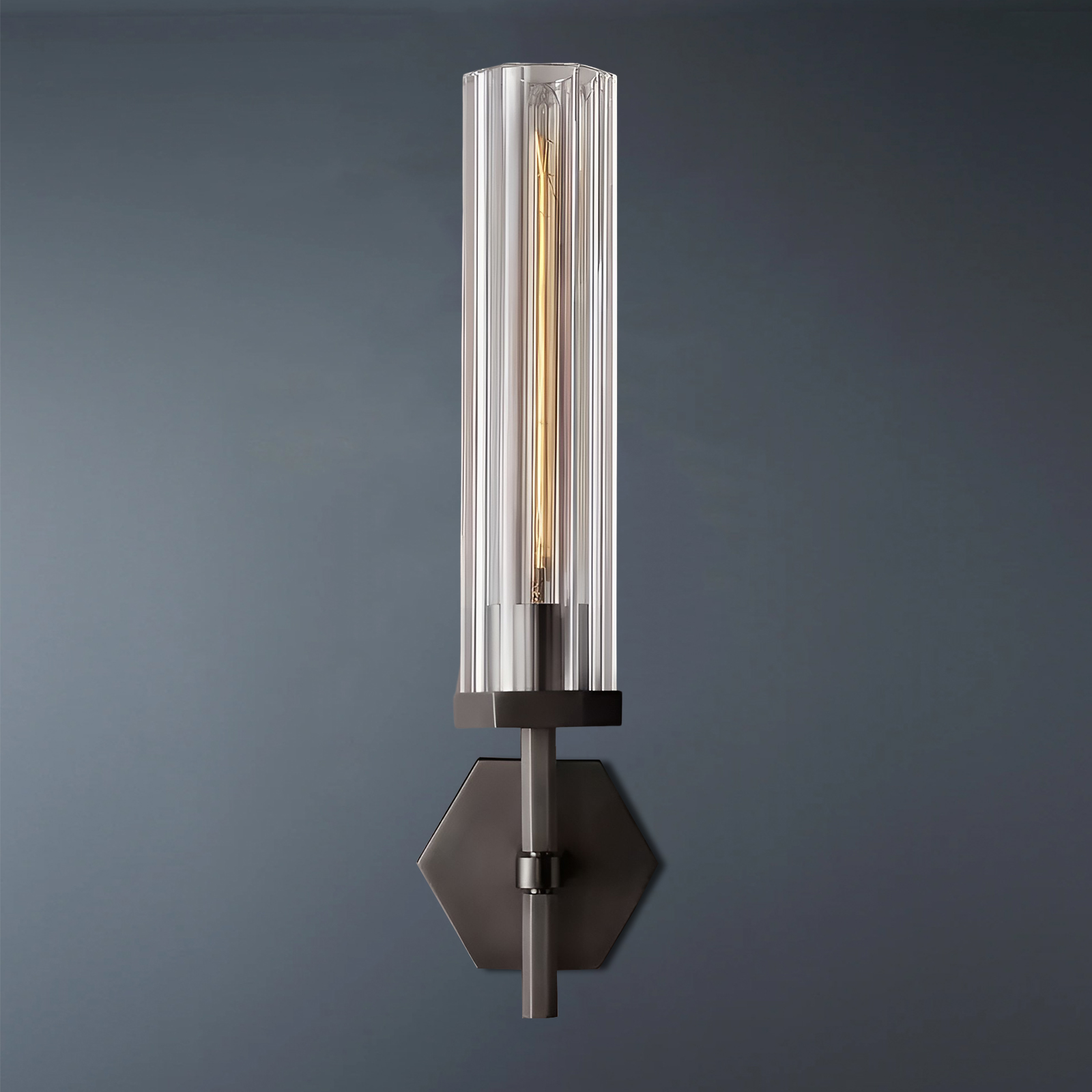 Lambeth Hexagonal Grand Brass Wall Sconce-konalight