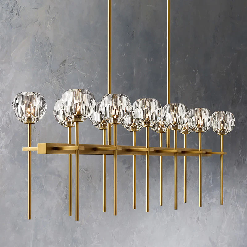 Boule De Crystal Ball Glass Linear Chandelier 60"(rod)-konalight