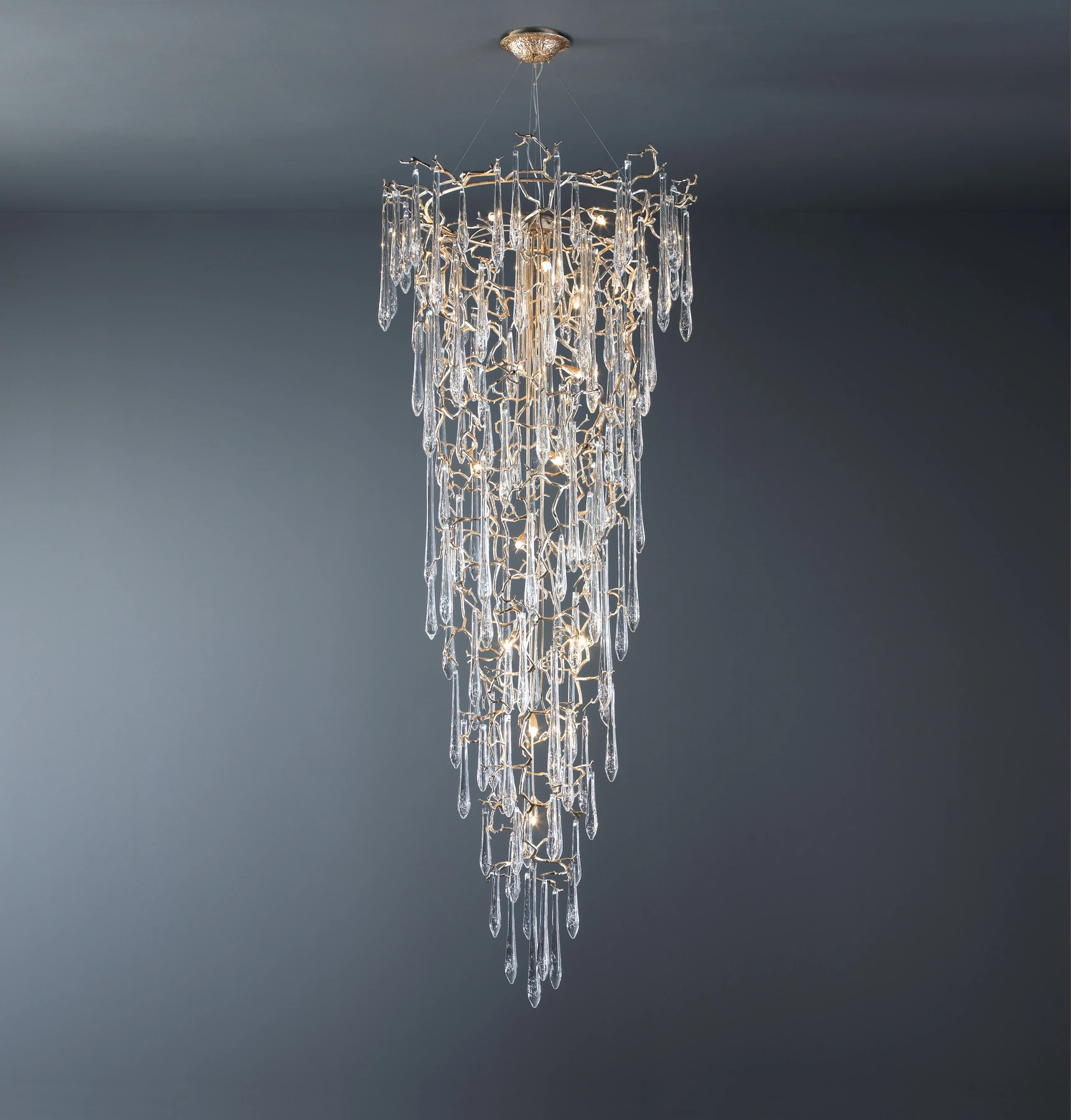 Branching Round Foyer Teardrop Chandelier-konalight