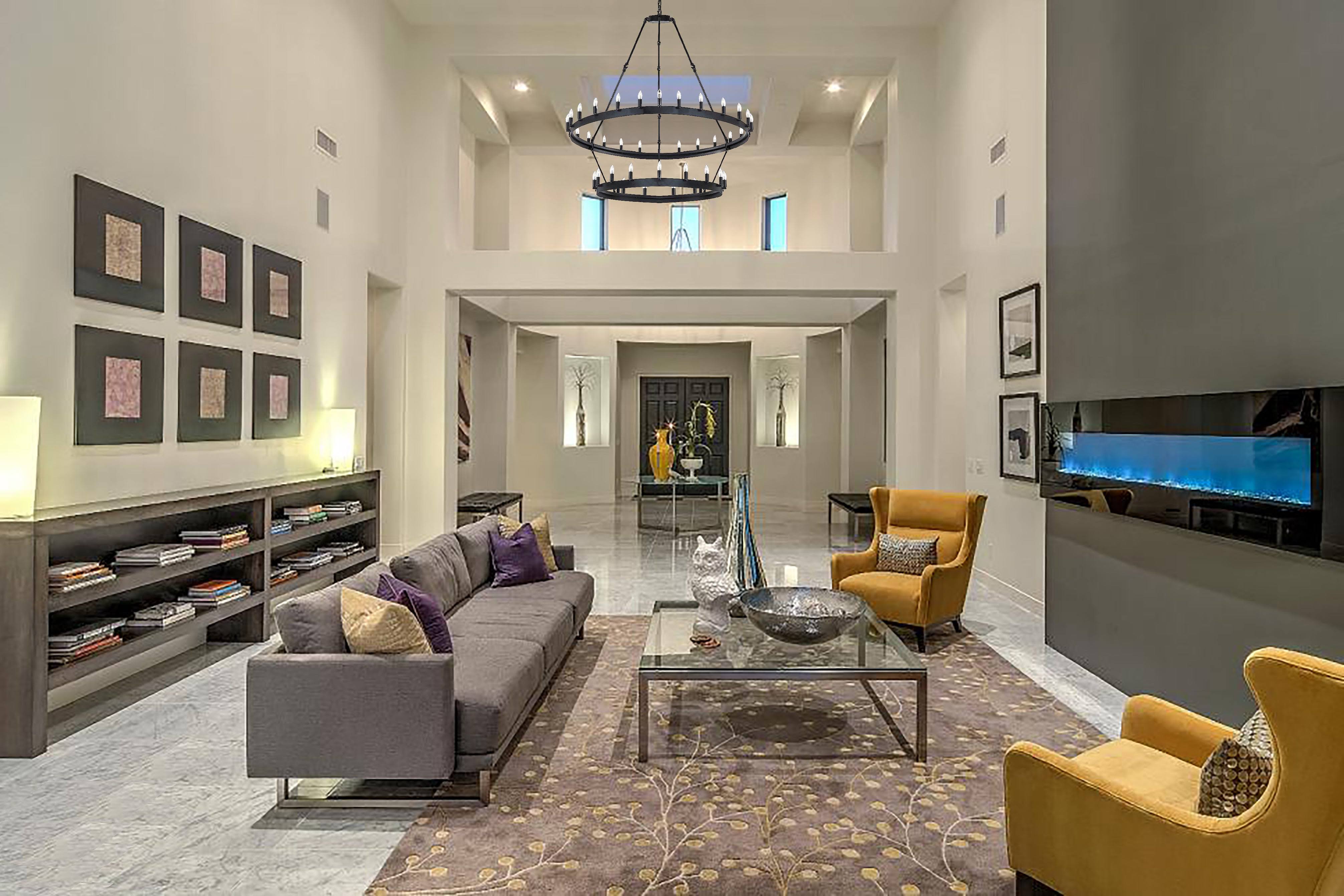 Camino Vintage Filamaent Two-Tier Chandelier 50" For Living Room-konalight