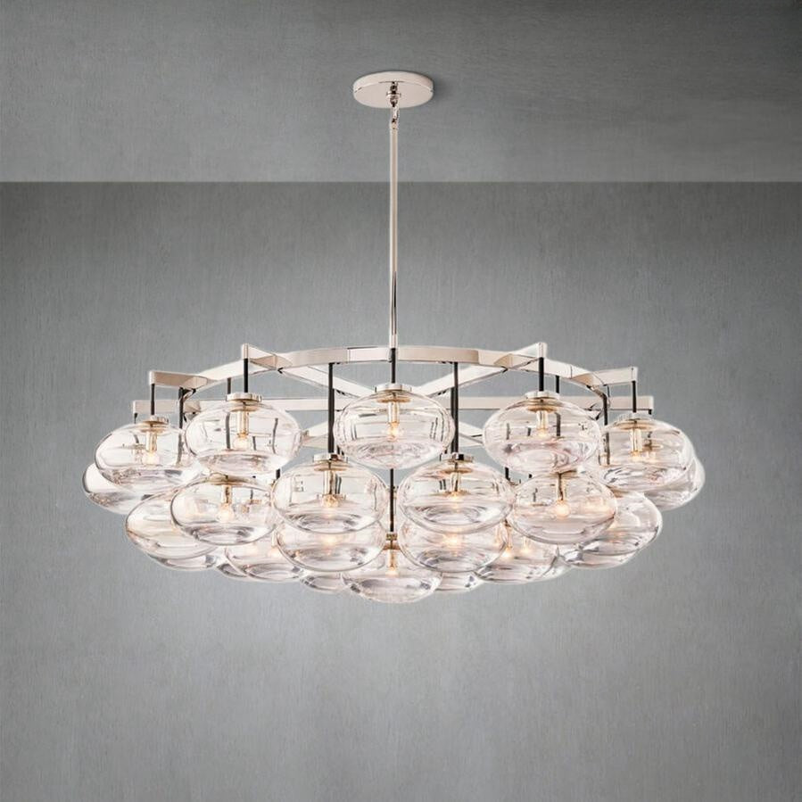 Curvette Clear Glass Round Chandelier 60"