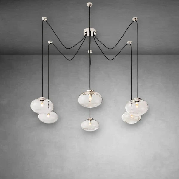 Curvette Clear Glass Suspended Chandelier 84"