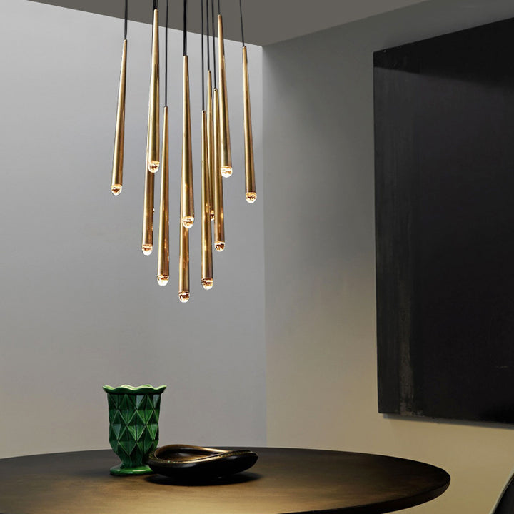 Aquinas Tapered Tubular Round Chandelier 24" For Kitchen Island Chandelier-konalight