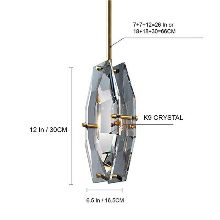 Yagern Faceted  Smoke Crystal Pendnt Light-konalight