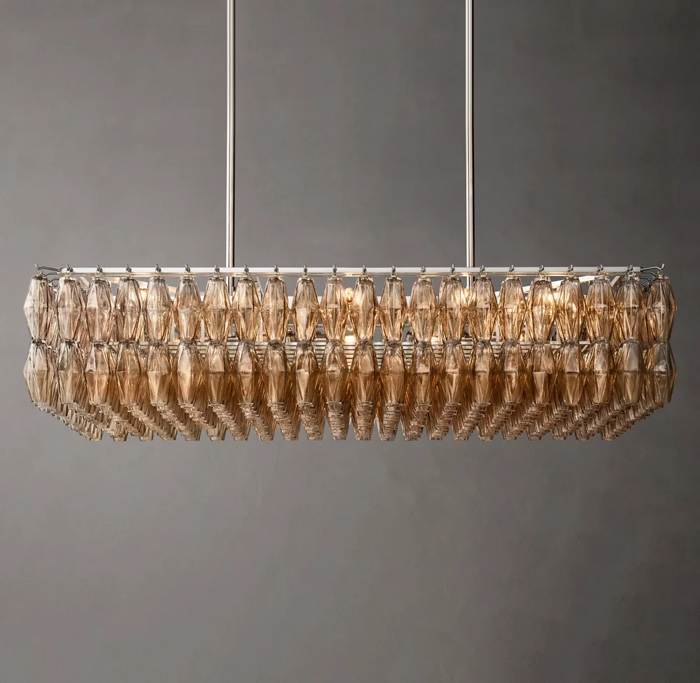Mia Glass Rectangular Chandelier 54" For Dinning Room-konalight