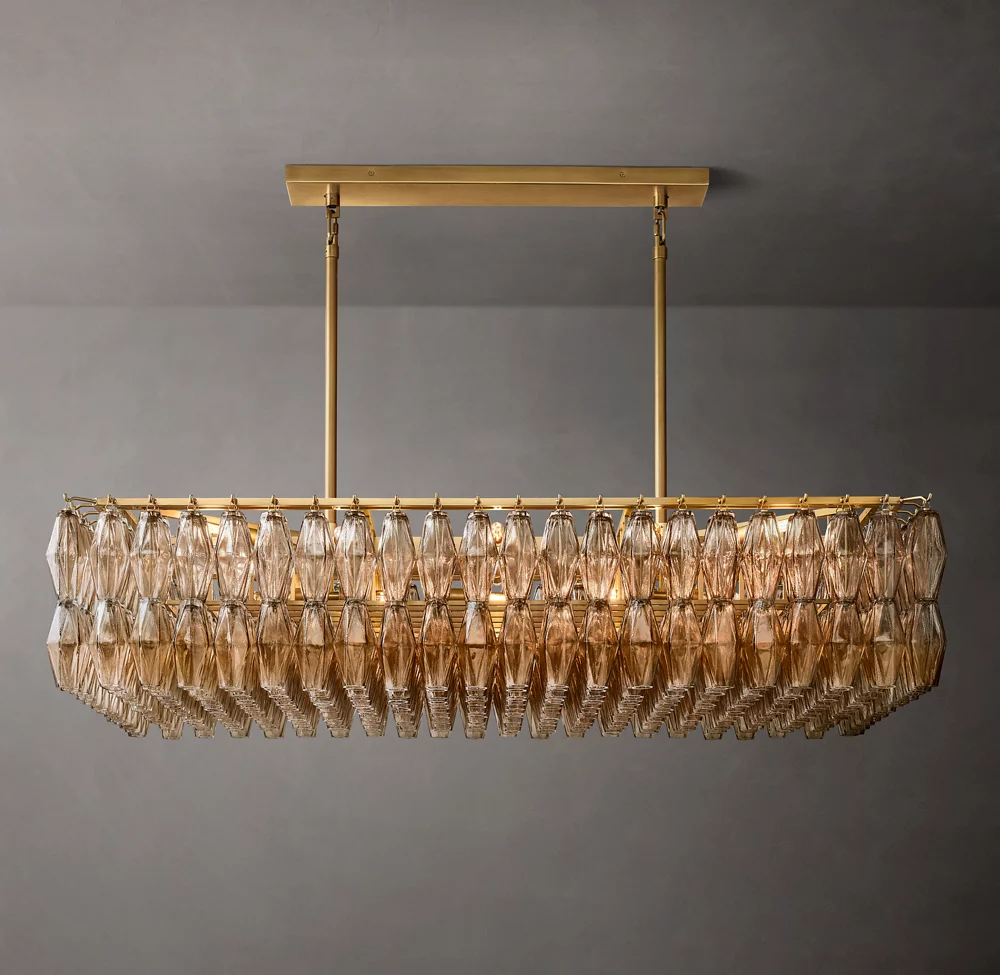 Mia Glass Rectangular Chandelier 54" For Dinning Room-konalight