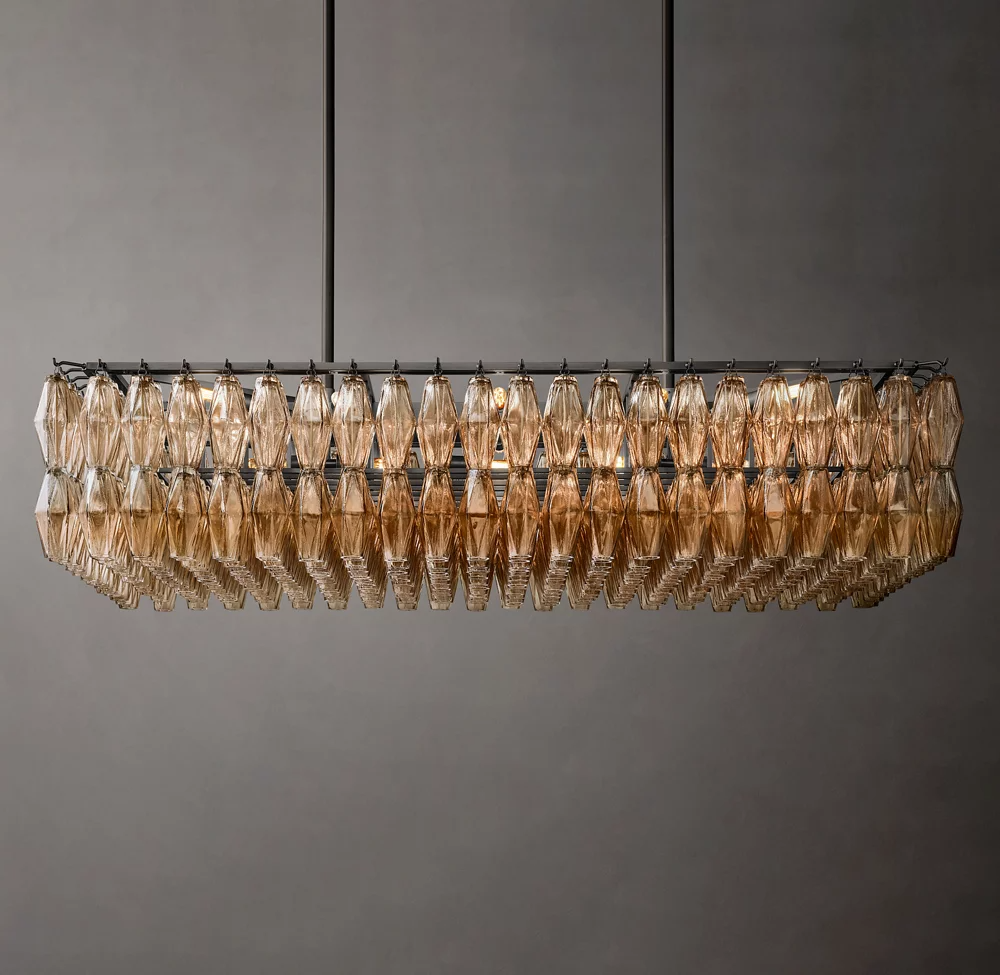 Mia Glass Rectangular Chandelier 54" For Dinning Room-konalight