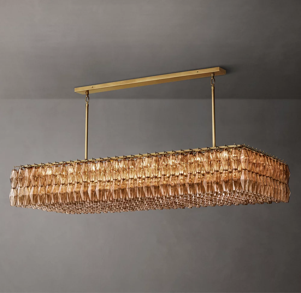 Mia Glass Rectangular Chandelier 74" For Dinning Room-konalight