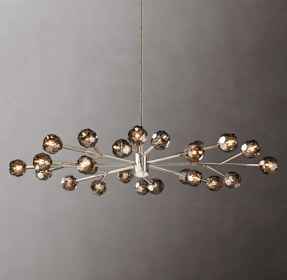 Boule De Crystal Ball Smoke Glass Round Chandelier 72"-konalight