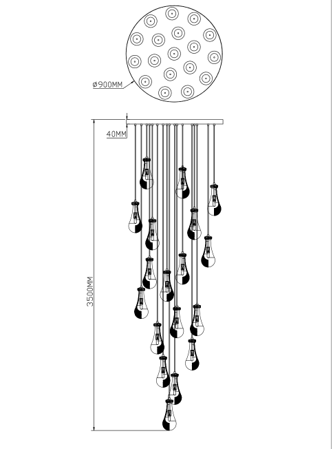 Raindrop Round Chandelier 36"