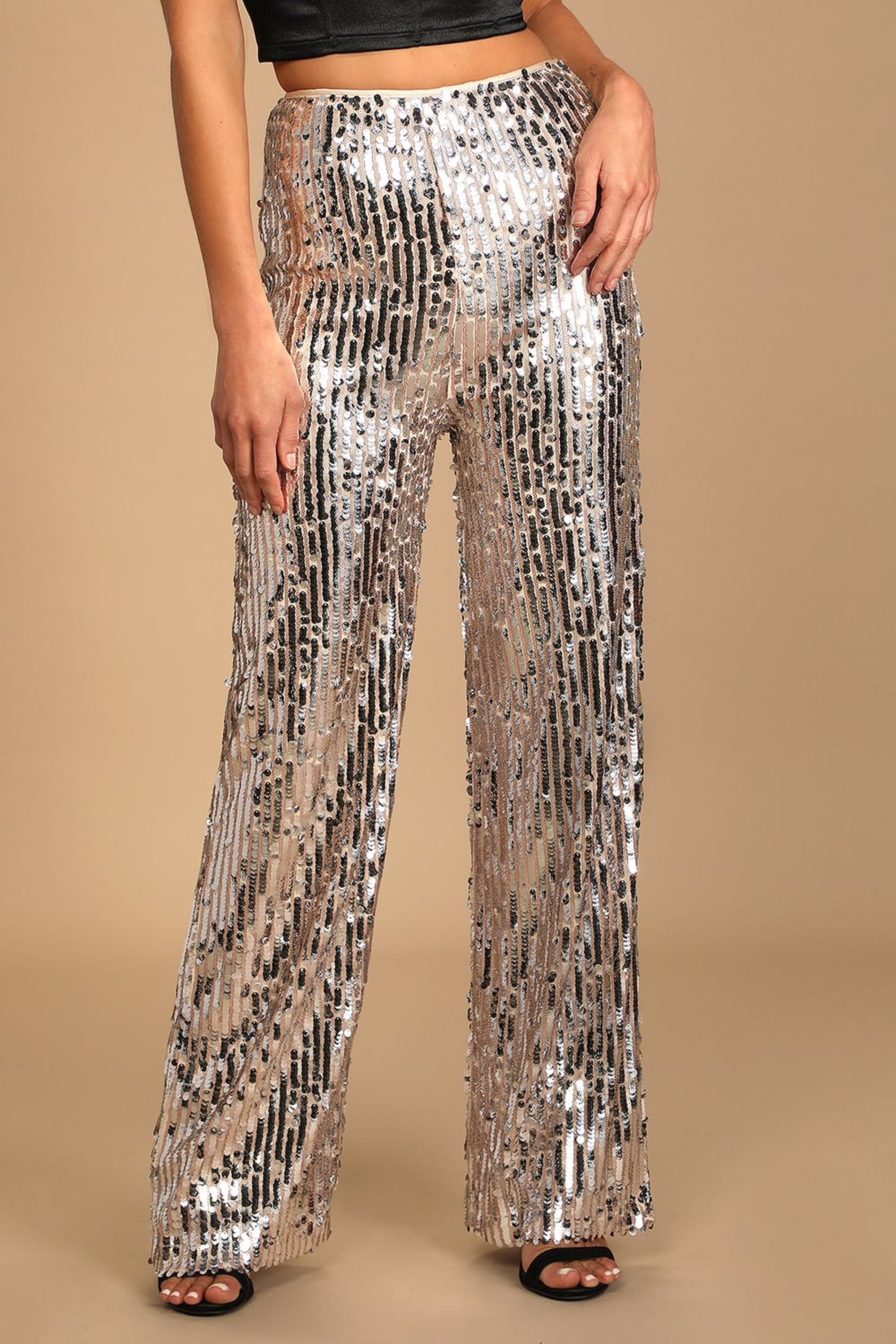 Silver Multi Sequin pants