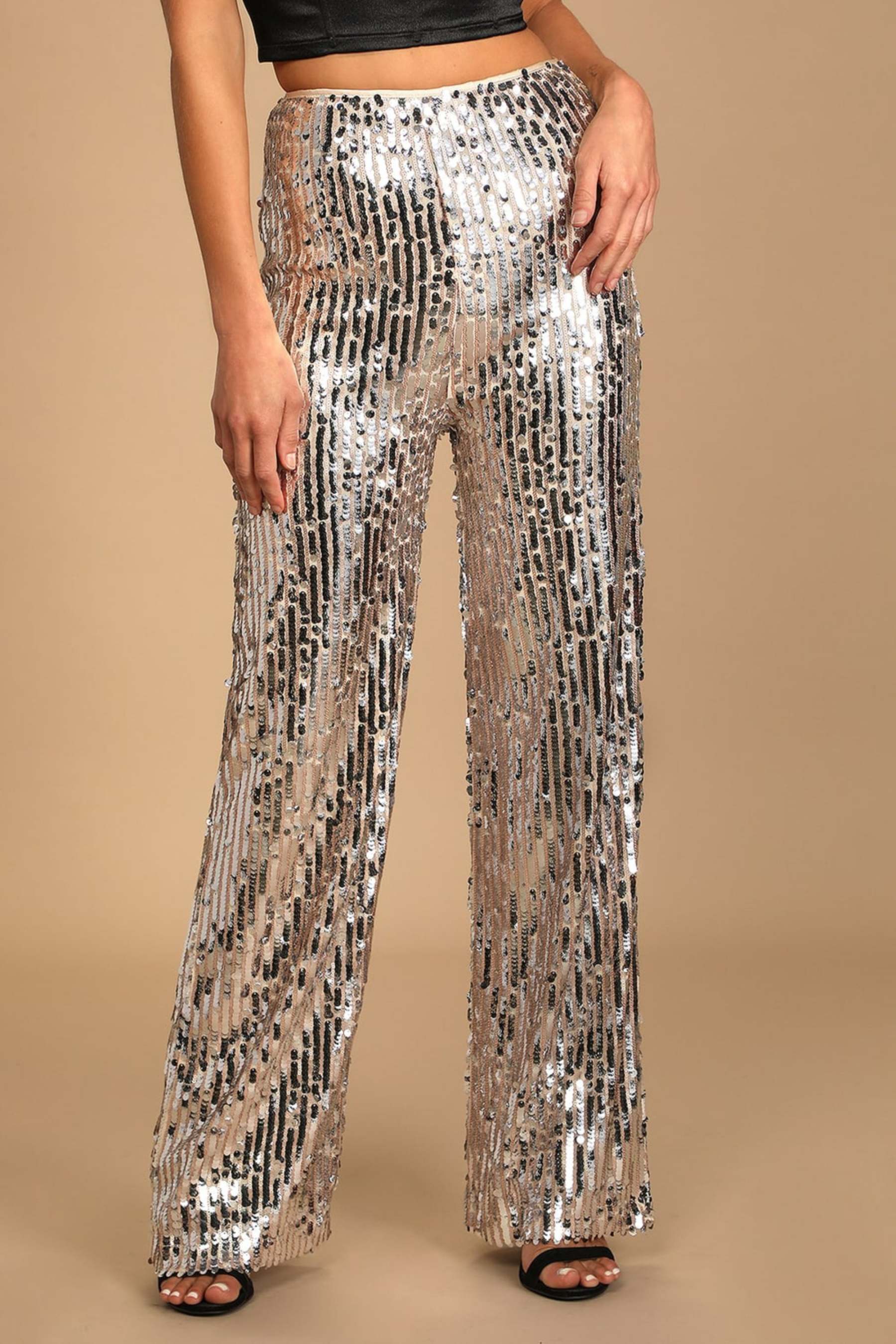 Silver Multi Sequin pants